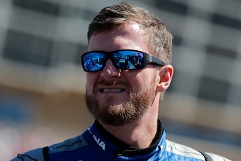 HAMPTON, GA - FEBRUARY 28:  Dale Earnhardt Jr, driver of the #88 Nationwide Chevrolet, stands on the grid prior to the NASCAR Sprint Cup Series Folds of Honor QuikTrip 500 at Atlanta Motor Speedway on February 28, 2016 in Hampton, Georgia.  (Photo by Bria