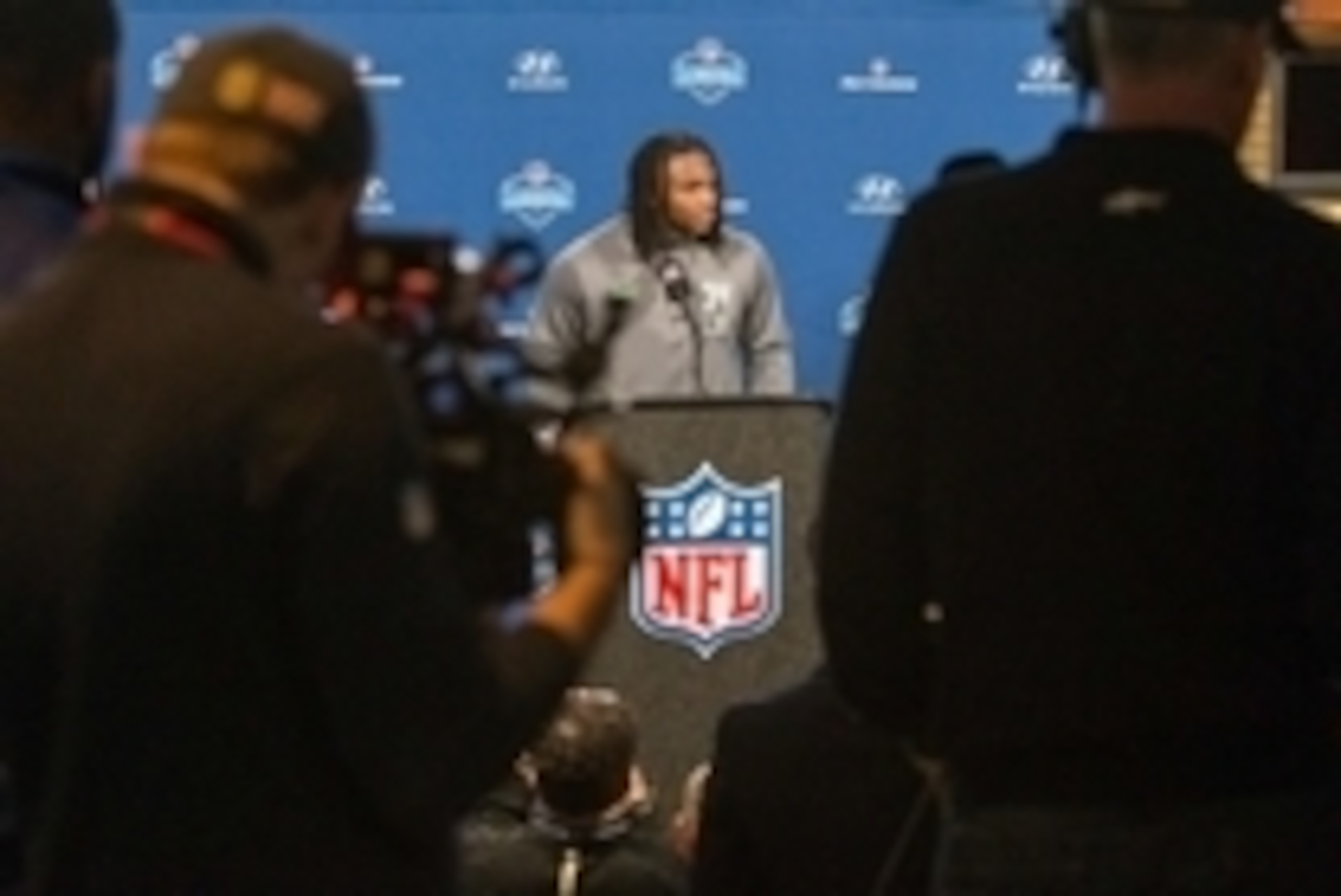 Feb 26, 2016; Indianapolis, IN, USA; Notre Dame linebacker Jaylon Smith speaks to the media during the 2016 NFL Scouting Combine at Lucas Oil Stadium. Mandatory Credit: Trevor Ruszkowski-USA TODAY Sports Feb 26, 2016; Indianapolis, IN, USA; Notre Dame linebacker Jaylon Smith speaks to the media during the 2016 NFL Scouting Combine at Lucas Oil Stadium. Mandatory Credit: Trevor Ruszkowski-USA TODAY Sports