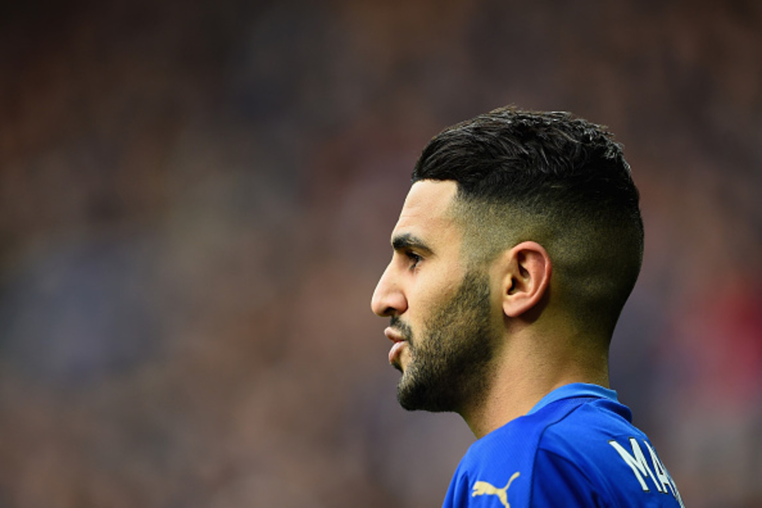 LEICESTER, ENGLAND - FEBRUARY 27:  Riyad Mahrez of Leicester City looks on during the Barclays Premier League match between Leicester City and Norwich City at The King Power Stadium on February 27, 2016 in Leicester, England.  (Photo by Laurence Griffiths