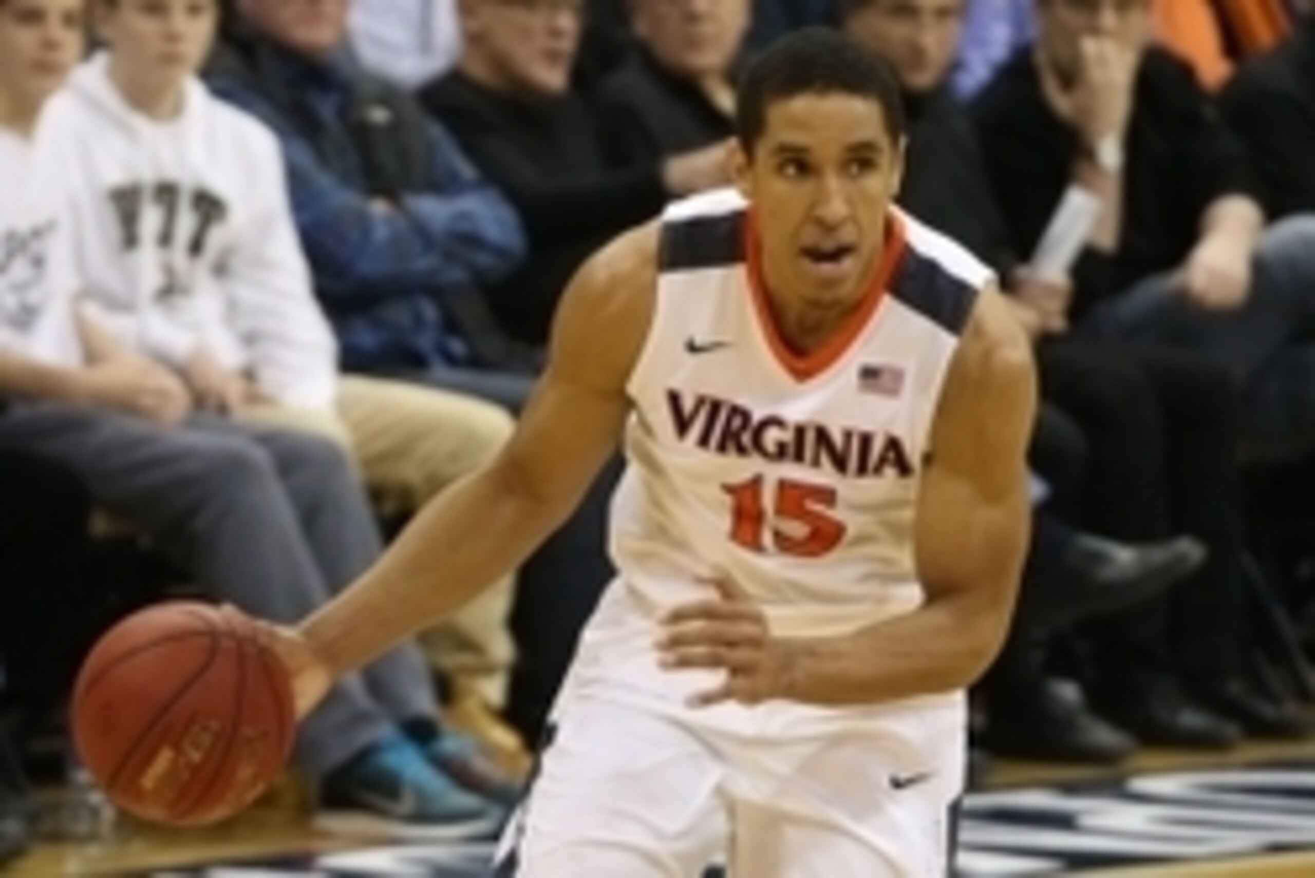 Feb 6, 2016; Pittsburgh, PA, USA; Virginia Cavaliers guard Malcolm Brogdon (15) dribbles the ball against the Pittsburgh Panthers during the second half at the Petersen Events Center. The Cavaliers won 64-50. Mandatory Credit: Charles LeClaire-USA TODAY S