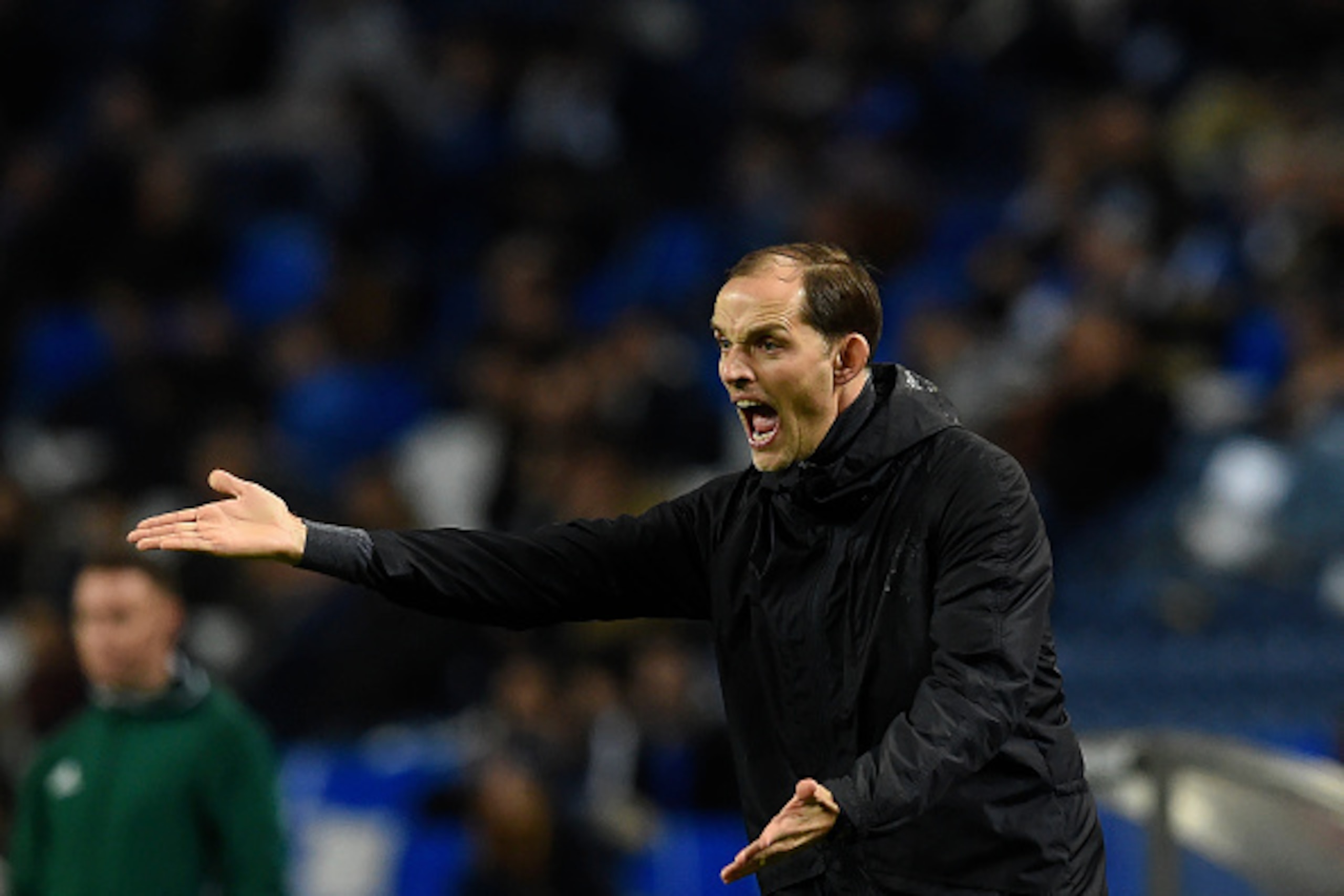 Dortmund's head coach Thomas Tuchel shouts instructions to players during the UEFA Europa League second-leg round of 16 FC Porto vs Borussia Dortmund football match at the Dragao stadium in Porto on February 25, 2016.     / AFP / FRANCISCO LEONG        (P