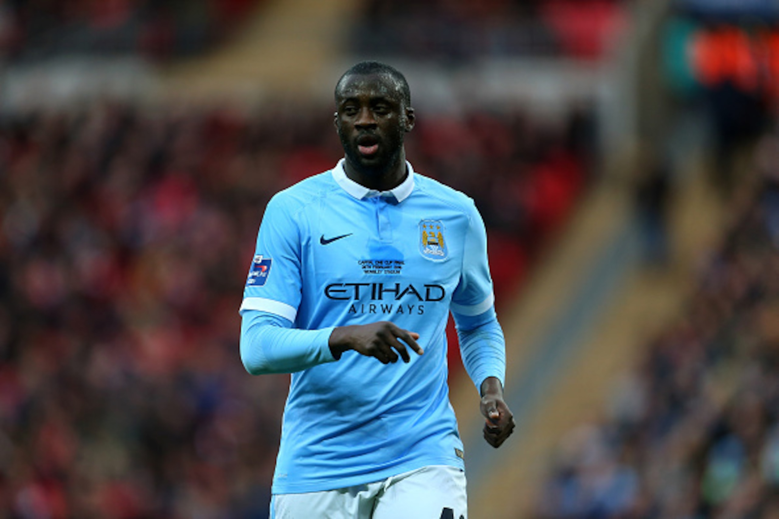 LONDON, ENGLAND - FEBRUARY 28 :  Yaya Toure of Manchester City during the Capital One Cup Final match between Liverpool and Manchester City at Wembley Stadium on February 28, 2016 in London, England.  (Photo by Catherine Ivill - AMA/Getty Images)