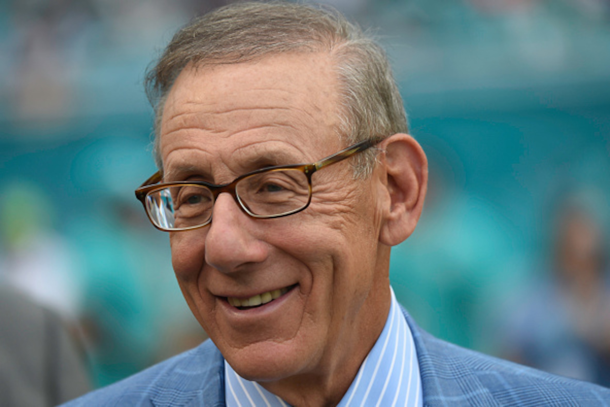MIAMI GARDENS, FL - SEPTEMBER 27:   Chairman of the Board/Managing General Partner Stephen M. Ross of the Miami Dolphins watches the team warm up prior to a NFL game against the Buffalo Bills at Sun Life Stadium on September 27, 2015 in Miami Gardens, Flo