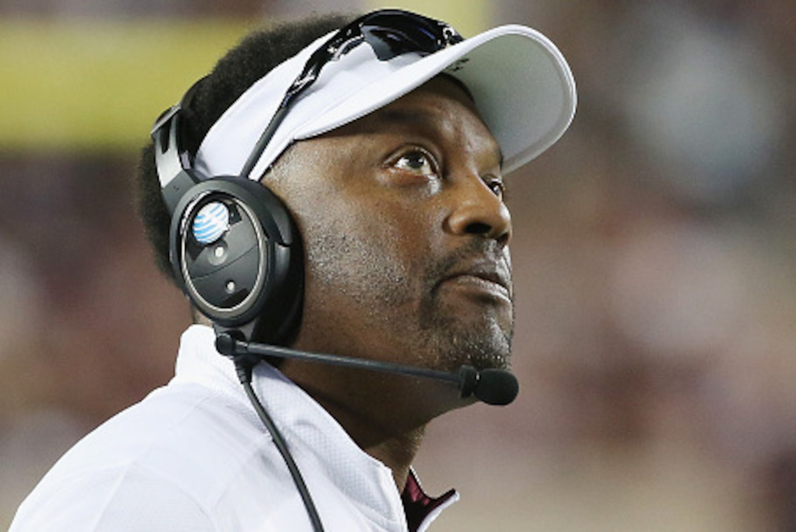 COLLEGE STATION, TX - SEPTEMBER 12:  Head coach Kevin Sumlin of the Texas A&M Aggies waits naer the sideline in the second half of their game against the Ball State Cardinals at Kyle Field on September 12, 2015 in College Station, Texas.  (Photo by Scott 
