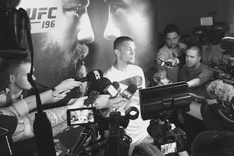 Diaz in the media scrum