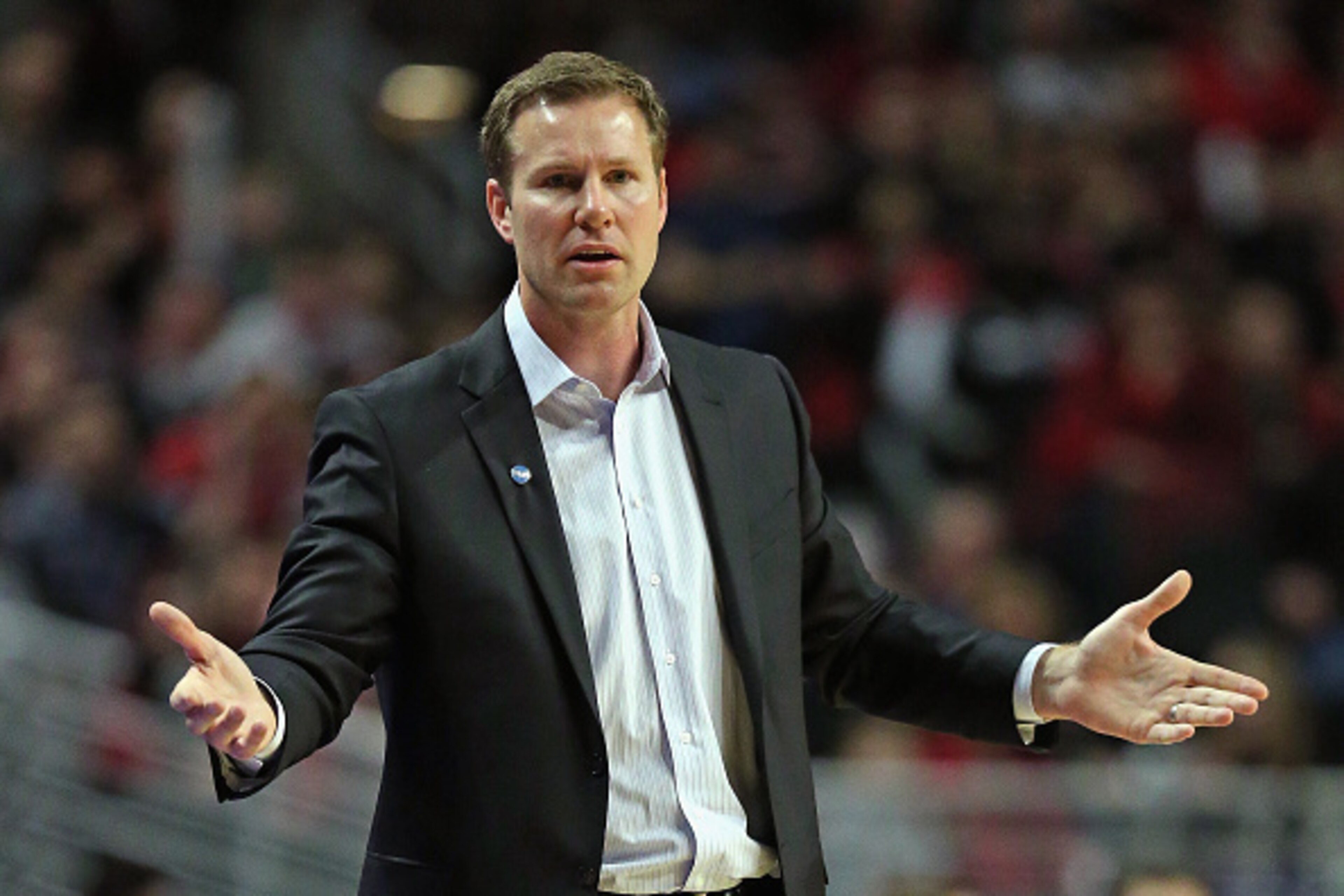 CHICAGO, IL - FEBRUARY 27: Head coach Fred Hoiberg of the Chicago Bulls questions a call during a game against the Portland Trail Blazers at the United Center on February 27, 2016 in Chicago, Illinois. The Trail Blazers defeated the Bulls 103-95. NOTE TO 