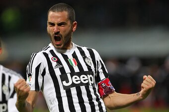 MILAN, ITALY - MARCH 02:  Leonardo Bonucci of Juventus FC celebrates the decisive penalty during the TIM Cup match between FC Internazionale Milano and Juventus FC at Stadio Giuseppe Meazza on March 2, 2016 in Milan, Italy.  (Photo by Marco Luzzani/Getty 