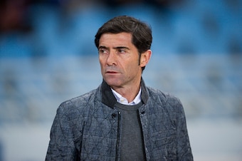 SAN SEBASTIAN, SPAIN - DECEMBER 20:  Head coach Marcelino Garcia of Villarreal CF looks on prior to the start the La Liga match between Real Sociedad de Futbol and Villarreal CF at Estadio Anoeta on December 20, 2015 in San Sebastian, Spain.  (Photo by Ju