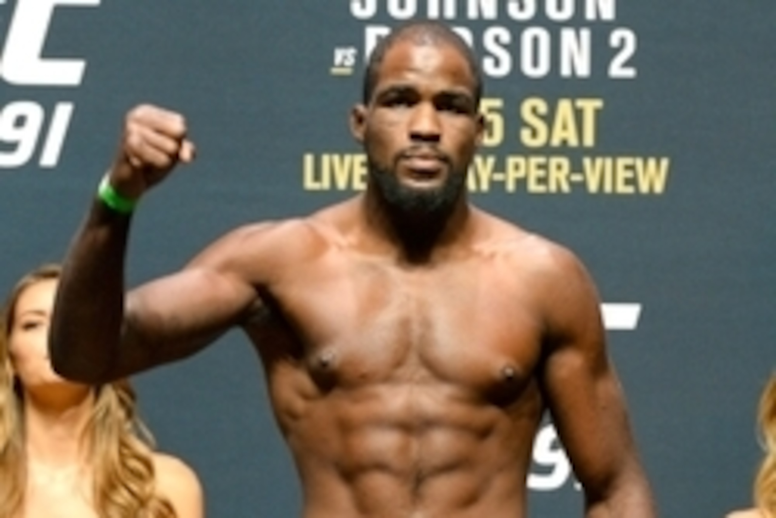 Sep 4, 2015; Las Vegas, NV, USA; Corey Anderson on the scale during the weigh-in for his light heavyweight bout against Jan Blachowicz (not pictured) at UFC 191 at the MGM Grand Garden Arena. Mandatory Credit: Jayne Kamin-Oncea-USA TODAY Sports