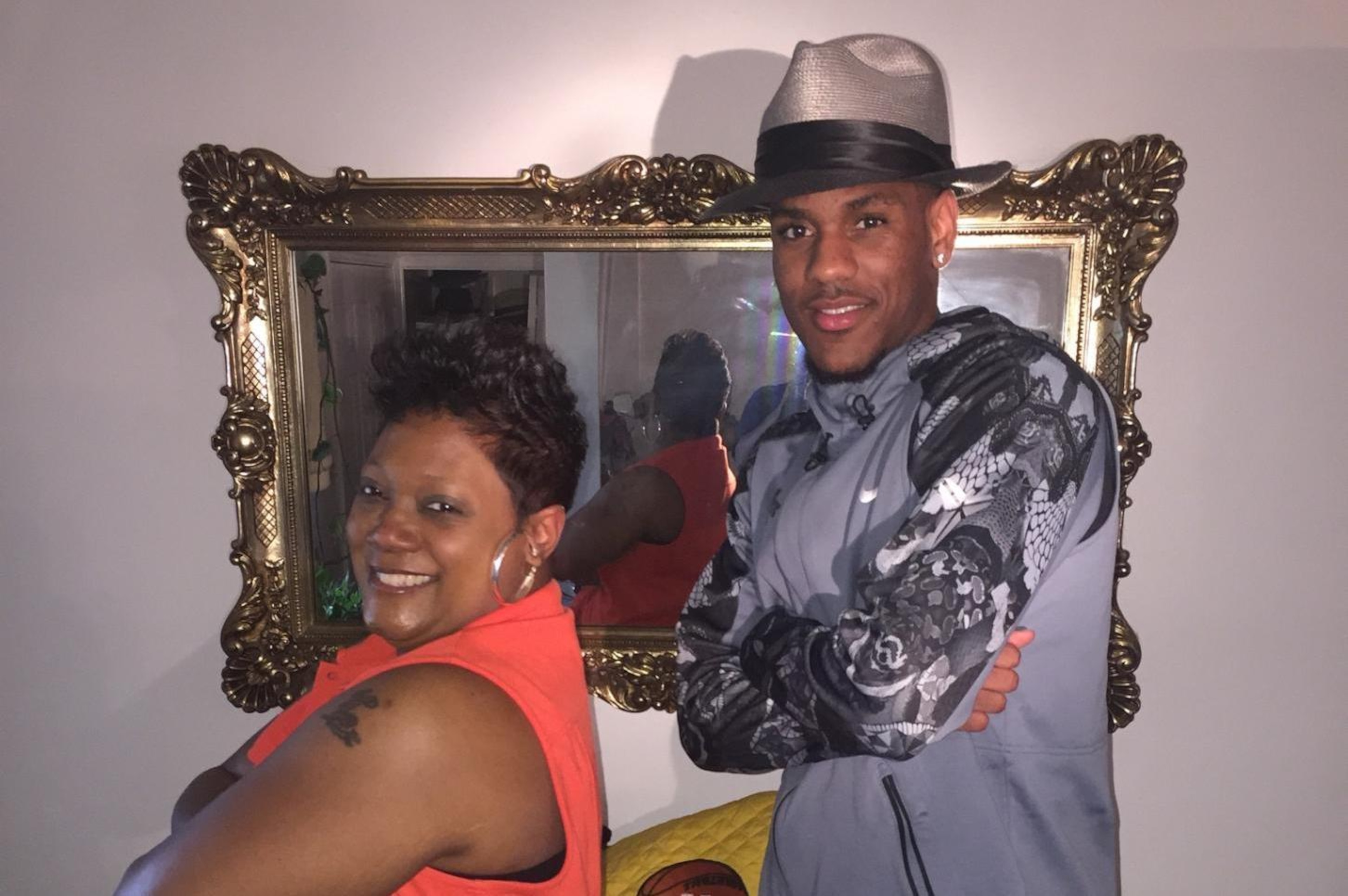 Monte Morris and his mother, LaTonia Morris, pose for a picture at his grandparents' house. Monte Morris and his mother, LaTonia Morris, pose for a picture at his grandparents' house.