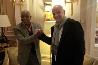 Sexwale and Infantino shake hands