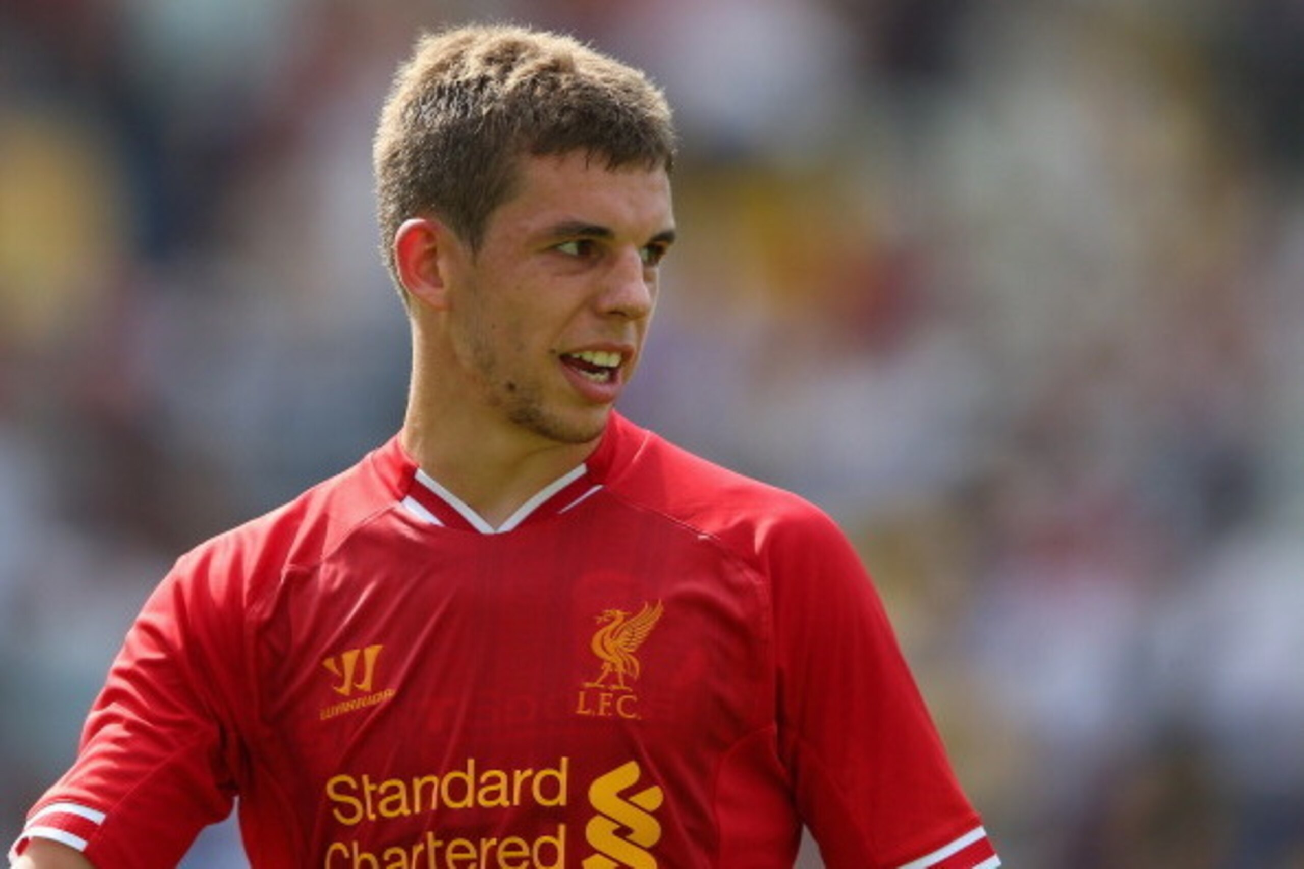 PRESTON, LANCASHIRE - JULY 13:  Jon Flanagan of Liverpool looks on during the Pre Season Friendly match between Preston North End and Liverpool at Deepdale on July 13, 2013 in Preston, Lancashire.  (Photo by Alex Livesey/Getty Images)