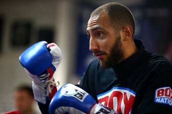 LONDON, ENGLAND - SEPTEMBER 22: Bradley Skeete of England spars during the Fedor Chudinov v Frank Buglioni Media Work Out at Peacock Gym on September 22, 2015 in London, United Kingdom. (Photo by Charlie Crowhurst/Getty Images)