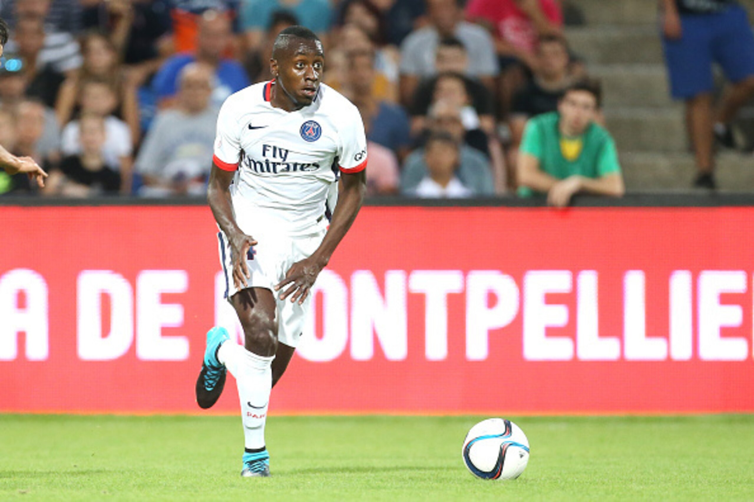 MONTPELLIER - AUGUST 21: Blaise Matuidi of PSG in action during the French Ligue 1 match between Montpellier Herault SC (MHSC) v Paris Saint-Germain (PSG) at Stade de la Mosson on August 21, 2015 in Montpellier, France. (Photo by Jean Catuffe/Getty Images