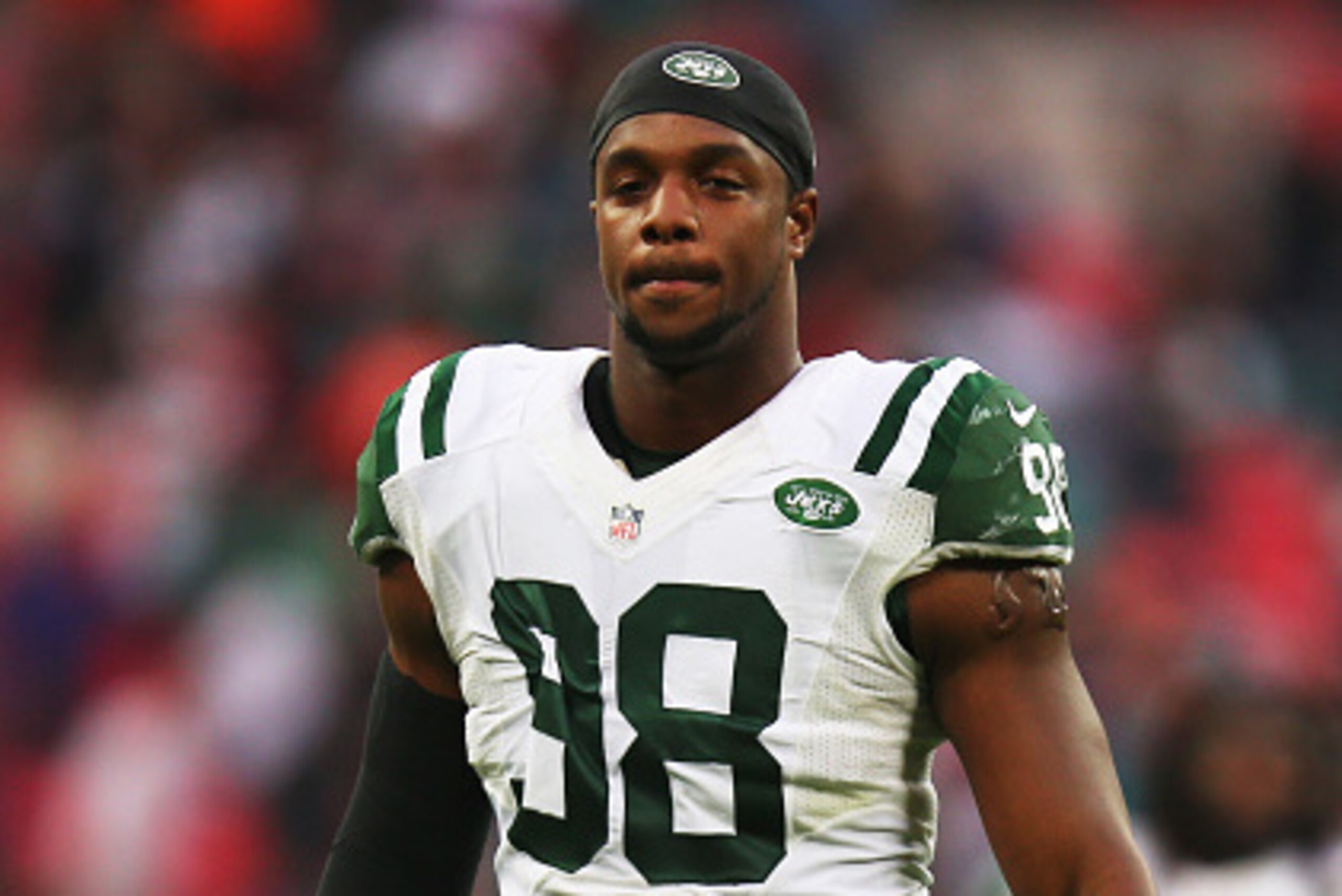 LONDON, ENGLAND - OCTOBER 04:   Quinton Coples #98 of the New York Jets looks on after the game against Miami Dolphins at Wembley Stadium on October 4, 2015 in London, England.  (Photo by Bryn Lennon/Getty Images)