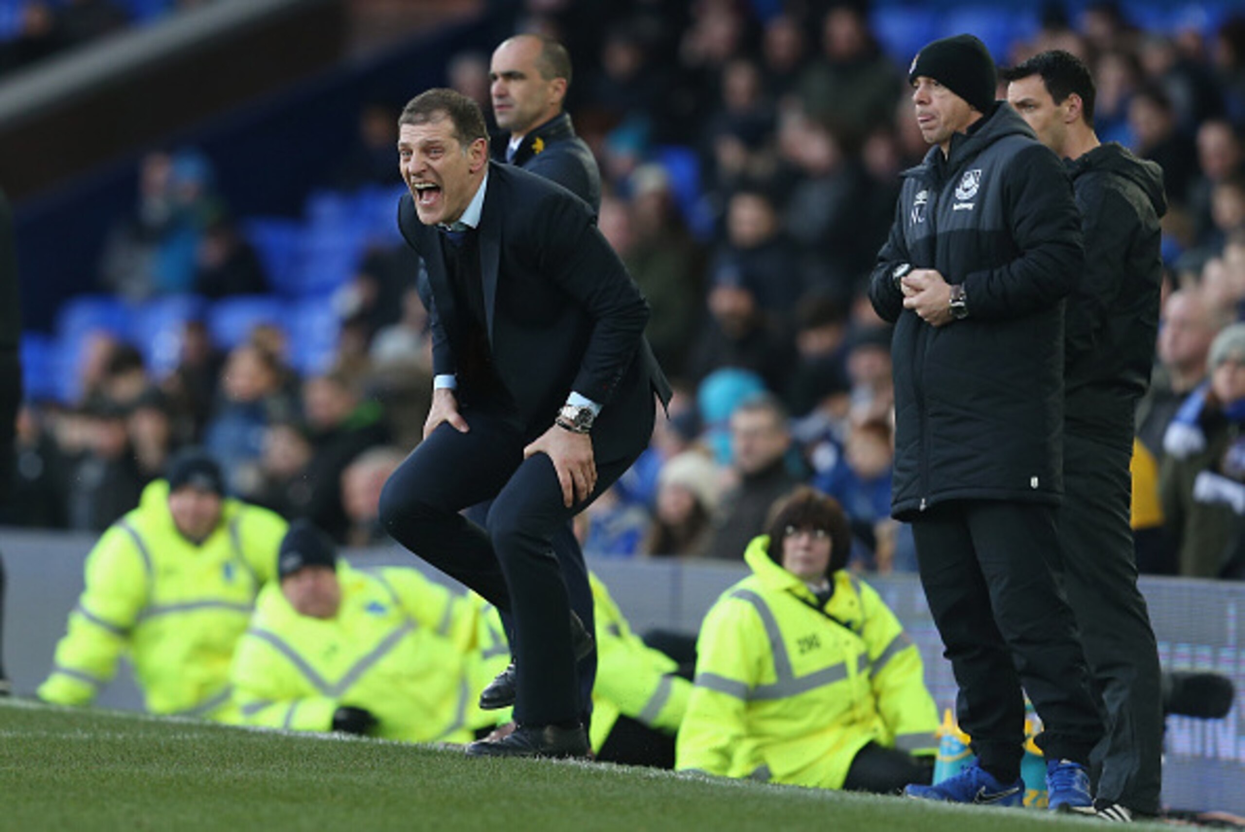 LIVERPOOL, ENGLAND - MARCH 05:  Slaven Bilic manager of West Ham United gestures during the Barclays Premier League match between Everton and West Ham United at Goodison Park on March 5, 2016 in Liverpool, England.  (Photo by Jan Kruger/Getty Images)
