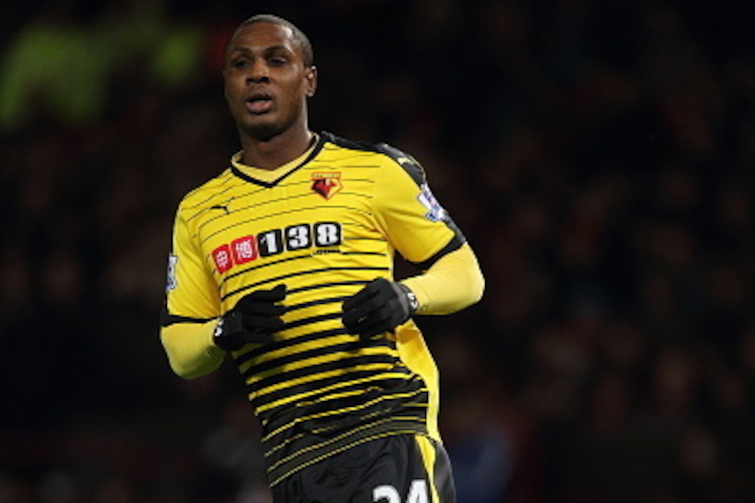 MANCHESTER, ENGLAND - MARCH 02: Odion Ighalo of Watford during the Barclays Premier League match between Manchester United and Watford at Old Trafford on March 02, 2016 in Manchester, England. (Photo by Matthew Ashton - AMA/Getty Images) MANCHESTER, ENGLAND - MARCH 02: Odion Ighalo of Watford during the Barclays Premier League match between Manchester United and Watford at Old Trafford on March 02, 2016 in Manchester, England. (Photo by Matthew Ashton - AMA/Getty Images)