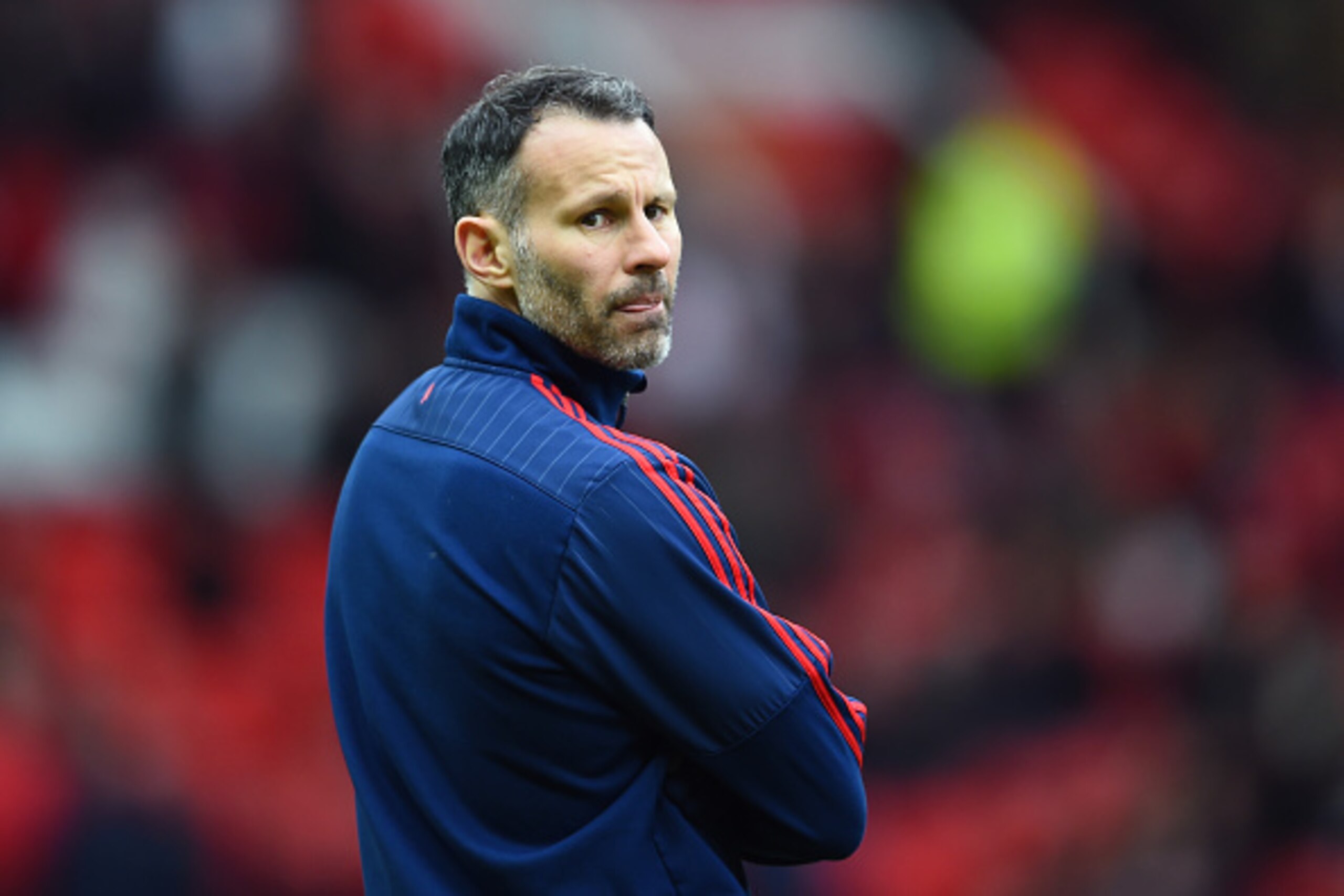 MANCHESTER, ENGLAND - FEBRUARY 28:  Ryan Giggs the Assistant manager of Manchester United looks on during the Barclays Premier League match between Manchester United and Arsenal at Old Trafford on February 28, 2016 in Manchester, England.  (Photo by Laure