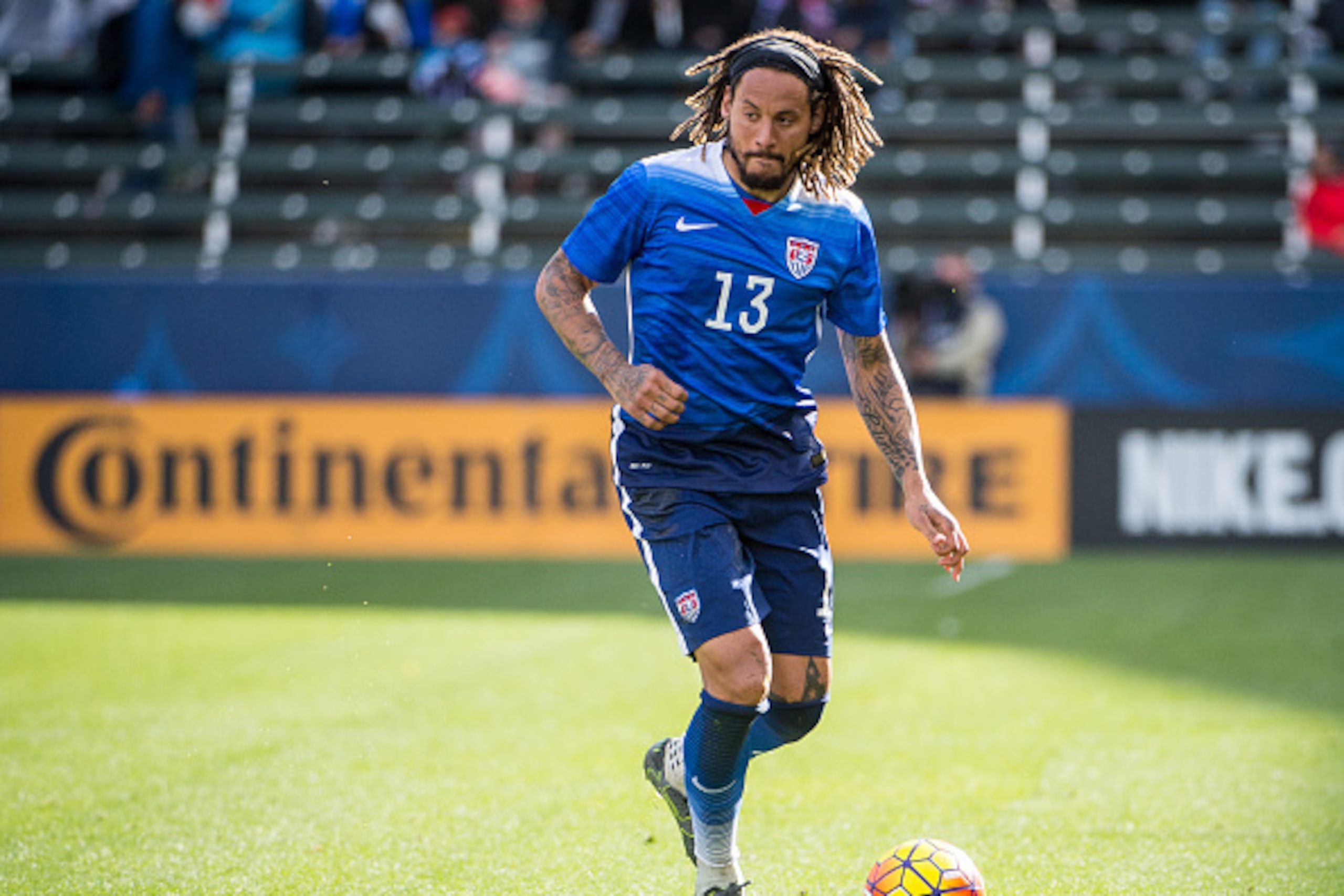 CARSON, CA - JANUARY 31: Jermaine Jones #13 of the United States during the International Soccer Friendly match between the United States and Iceland at the StubHub Center on January 31, 2016 in Carson, California.  The United States won the match 3-2. (P
