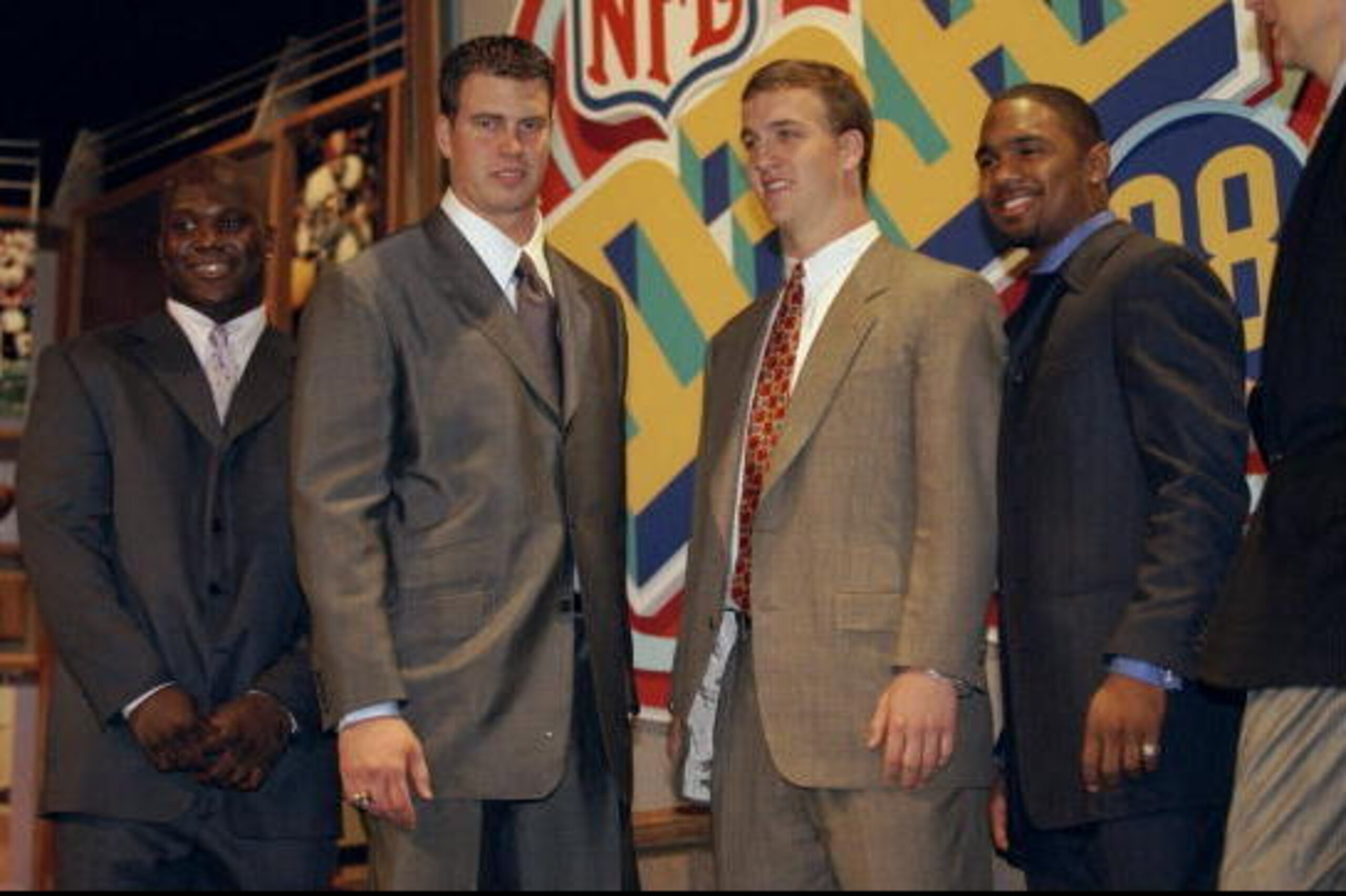 18 Apr 1998: Running back Curtis Enis, defensive back Charles Woodson and quarterbacks Ryan Leaf and Peyton Manning stand together during the NFL draft at Madison Square Garden in New York City, New York. Mandatory Credit: Jamie Squire /Allsport 18 Apr 1998: Running back Curtis Enis, defensive back Charles Woodson and quarterbacks Ryan Leaf and Peyton Manning stand together during the NFL draft at Madison Square Garden in New York City, New York. Mandatory Credit: Jamie Squire /Allsport