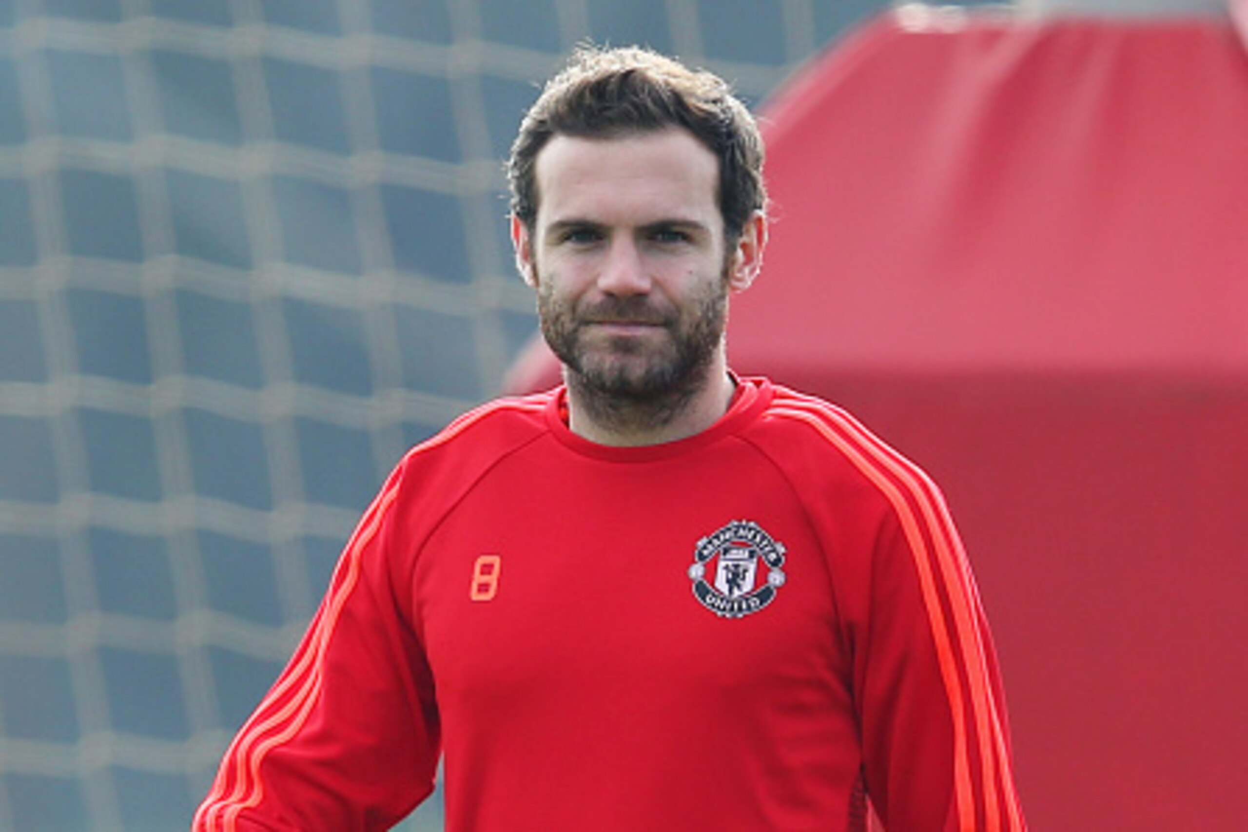 MANCHESTER, ENGLAND - FEBRUARY 24:  Juan Mata looks on during a Manchester United training session ahead of their UEFA Europa League round of 32 second leg match against FC Midtjylland at the Aon Training Complex on February 24, 2016 in Manchester, United