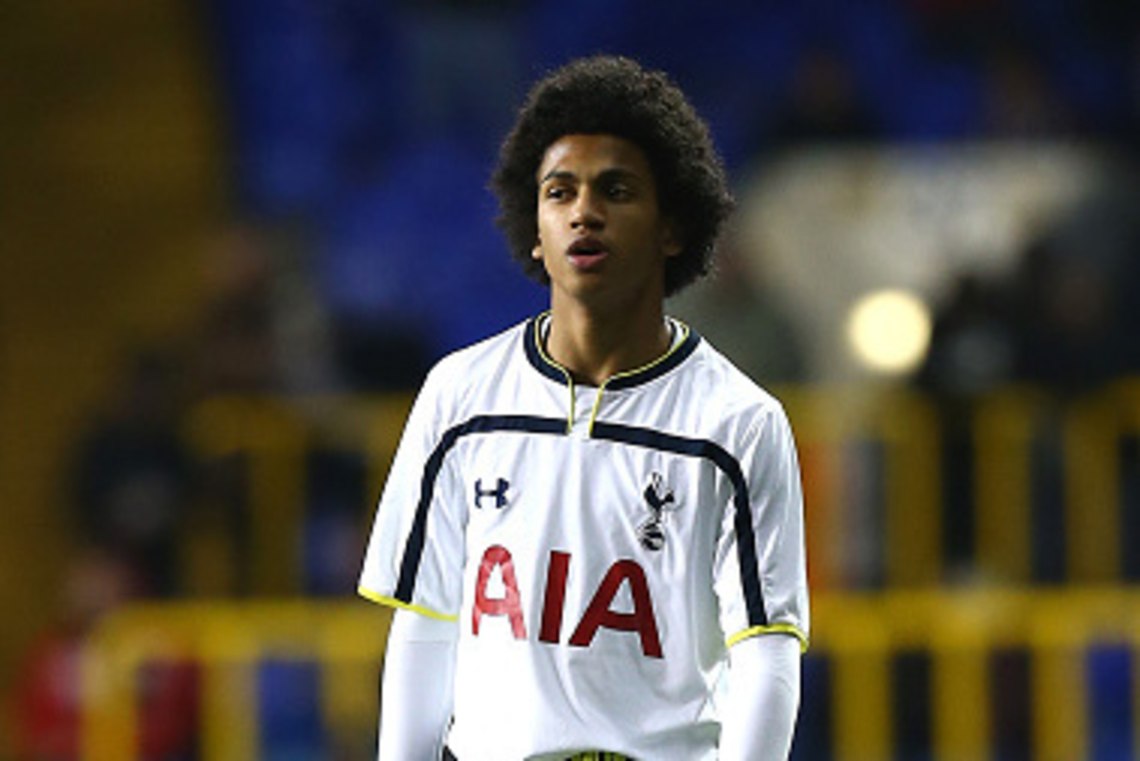 LONDON, ENGLAND - FEBRUARY 09: Marcus Edwards of Tottenham during the FA Youth Cup Fifth Round match between Tottenham Hotspur and Manchester United at White Hart Lane on February 09, 2015 in London, England. (Photo by Charlie Crowhurst/Getty Images)