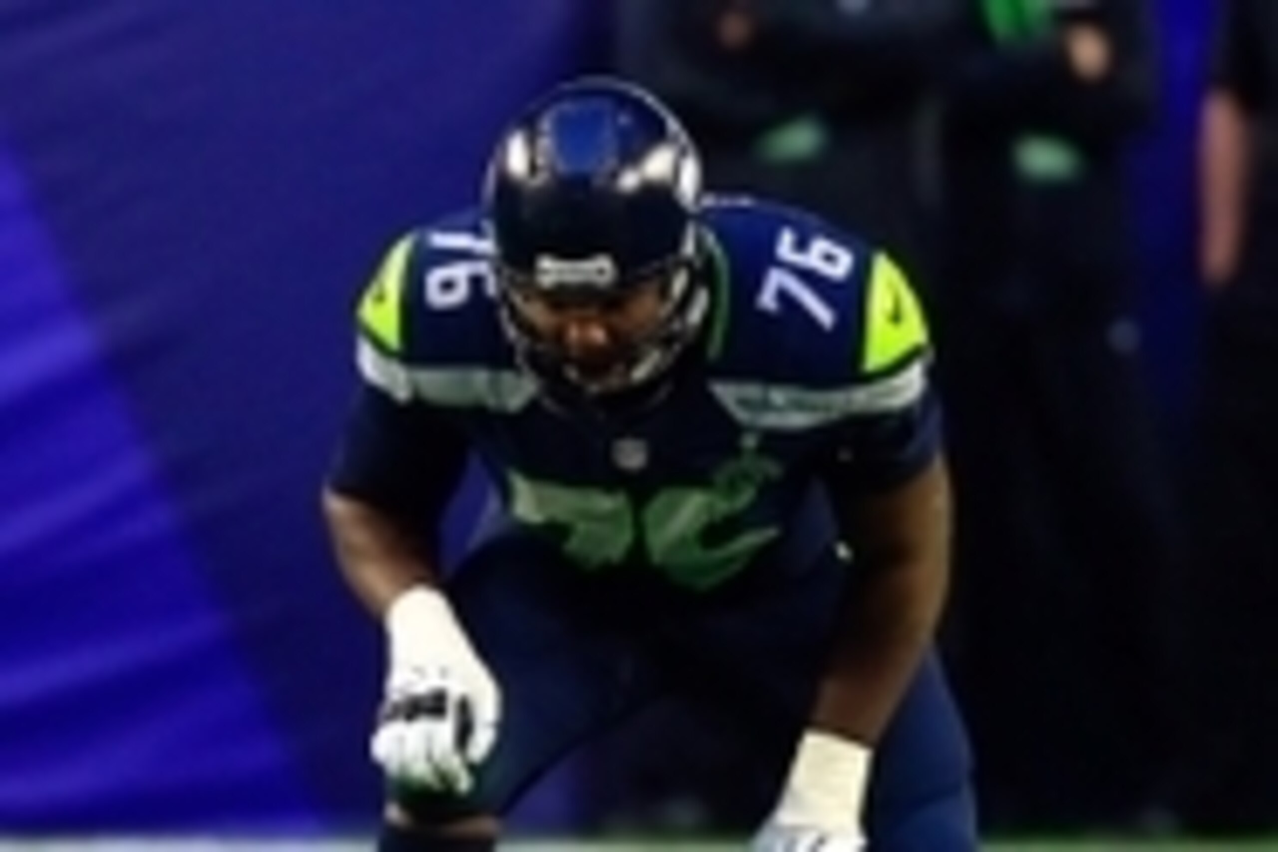 Feb 1, 2015; Glendale, AZ, USA; Seattle Seahawks tackle Russell Okung (76) in Super Bowl XLIX against the New England Patriots at University of Phoenix Stadium. Mandatory Credit: Andrew Weber-USA TODAY Sports