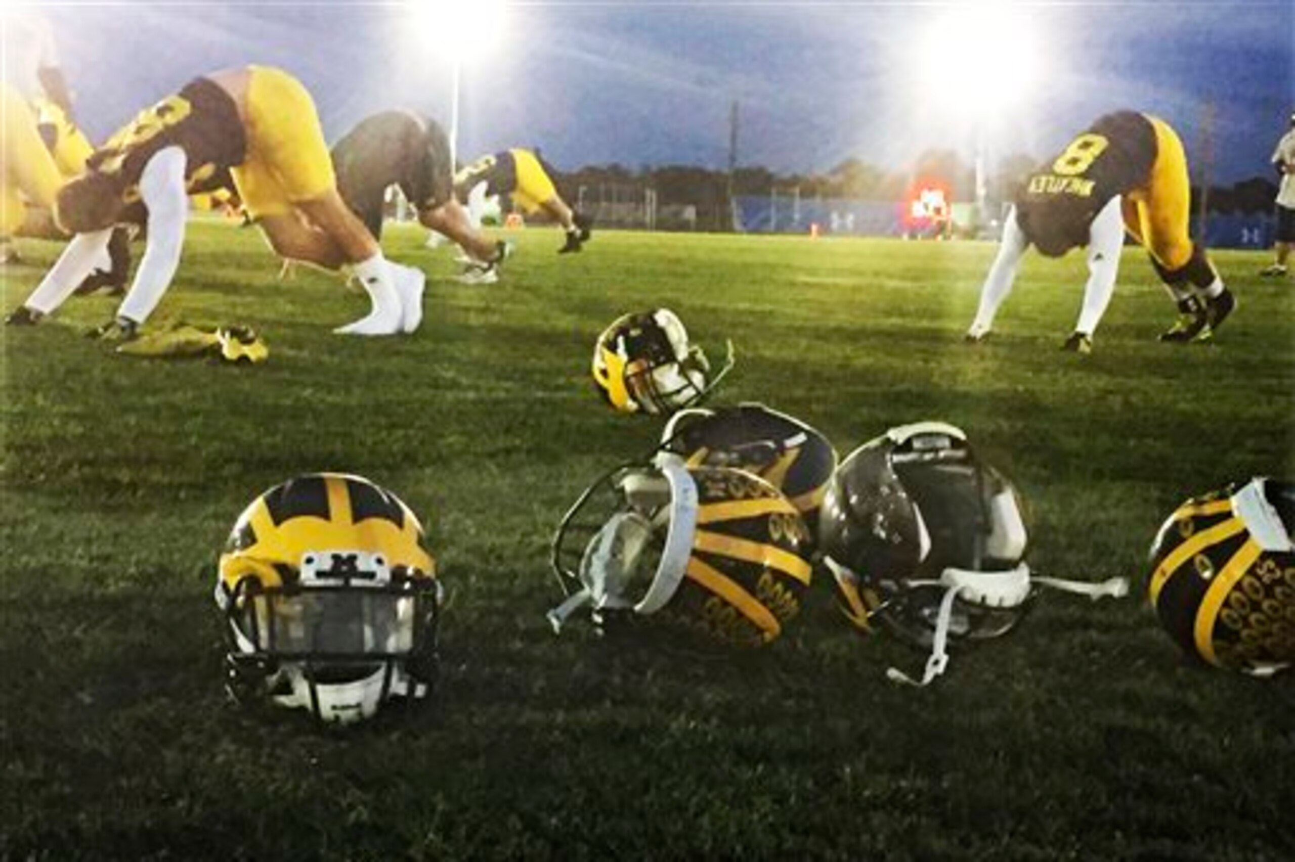 The Wolverines put in some work under the lights.