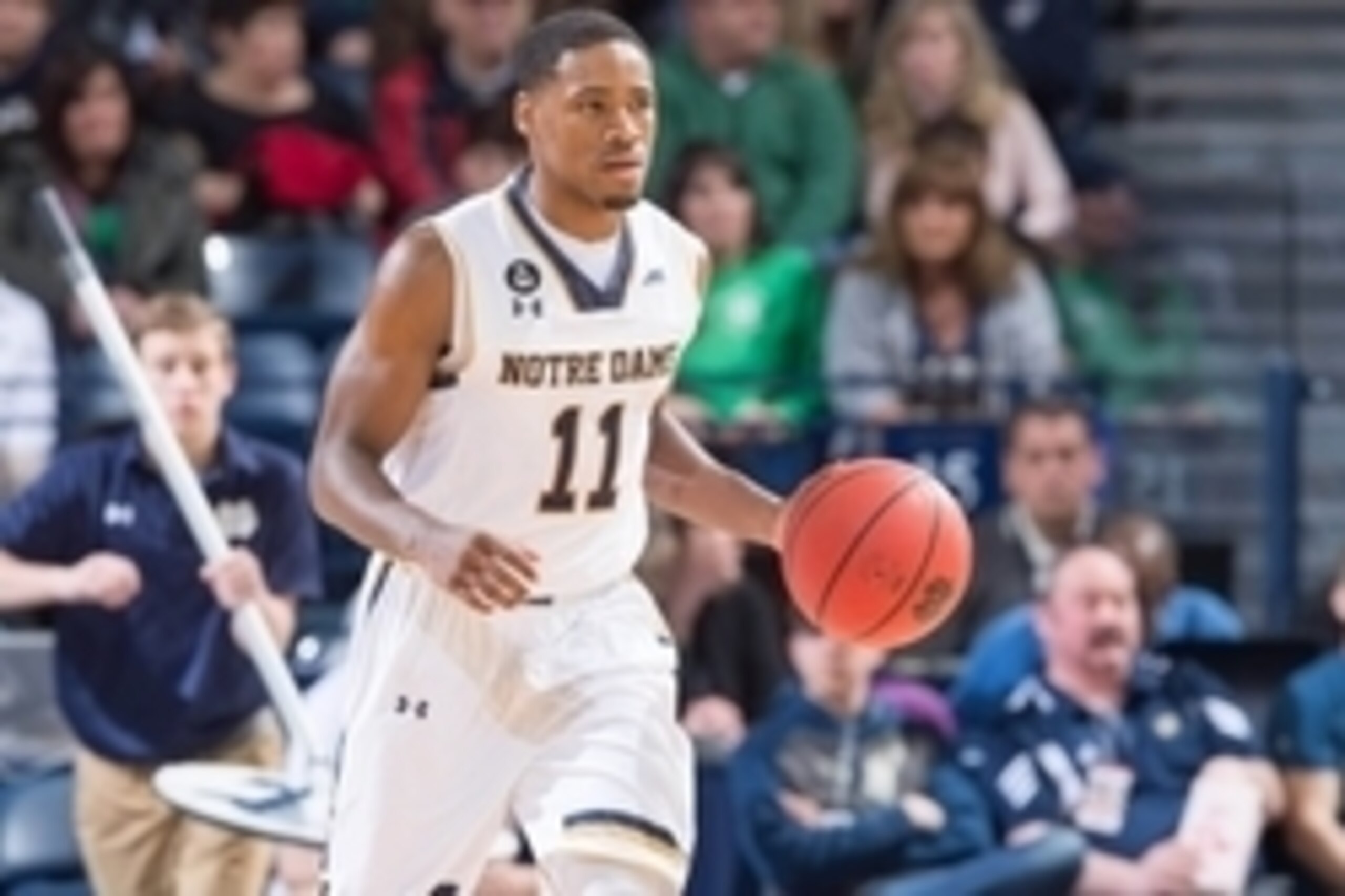 Jan 9, 2016; South Bend, IN, USA; Notre Dame Fighting Irish guard Demetrius Jackson (11) dribbles in the first half against the Pittsburgh Panthers at the Purcell Pavilion. Pittsburgh won 86-82. Mandatory Credit: Matt Cashore-USA TODAY Sports