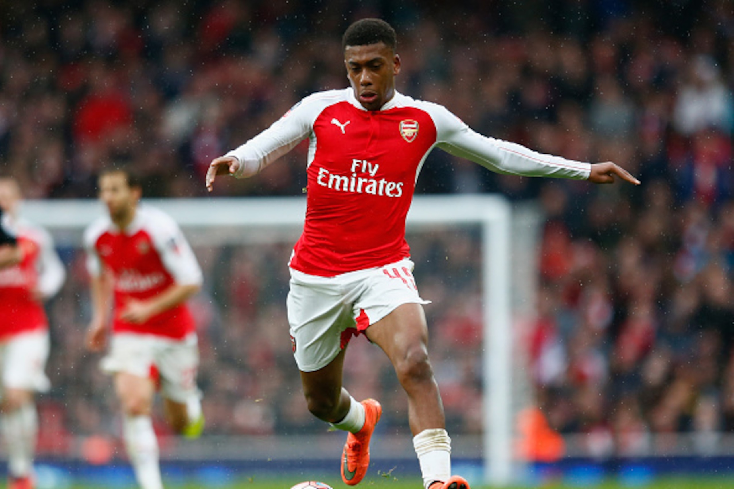 LONDON, ENGLAND - FEBRUARY 20:  Alex Iwobi of Arsenal in action during the Emirates FA Cup fifth round match between Arsenal and Hull City at Emirates Stadium on February 20, 2016 in London, England.  (Photo by Julian Finney/Getty Images)