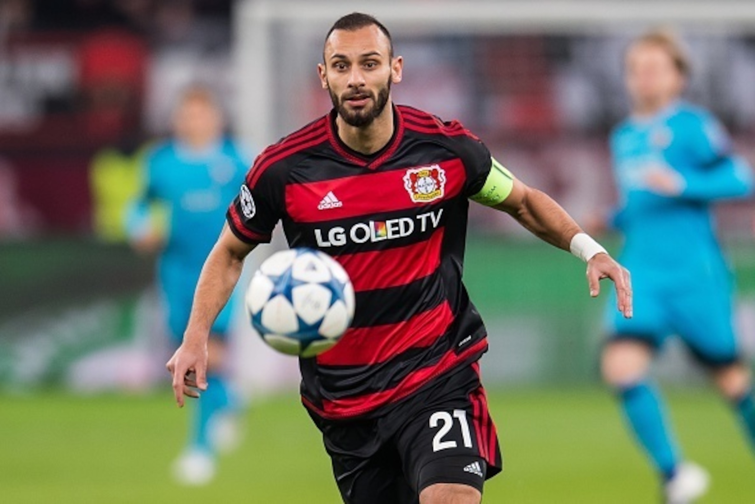 Omer Toprak of Bayer 04 Leverkusen during the UEFA Champions League match between Bayer 04 Leverkusen and FC Barcelona on December 9, 2015 at the BayArena in Leverkusen, Germany.(Photo by VI Images via Getty Images)