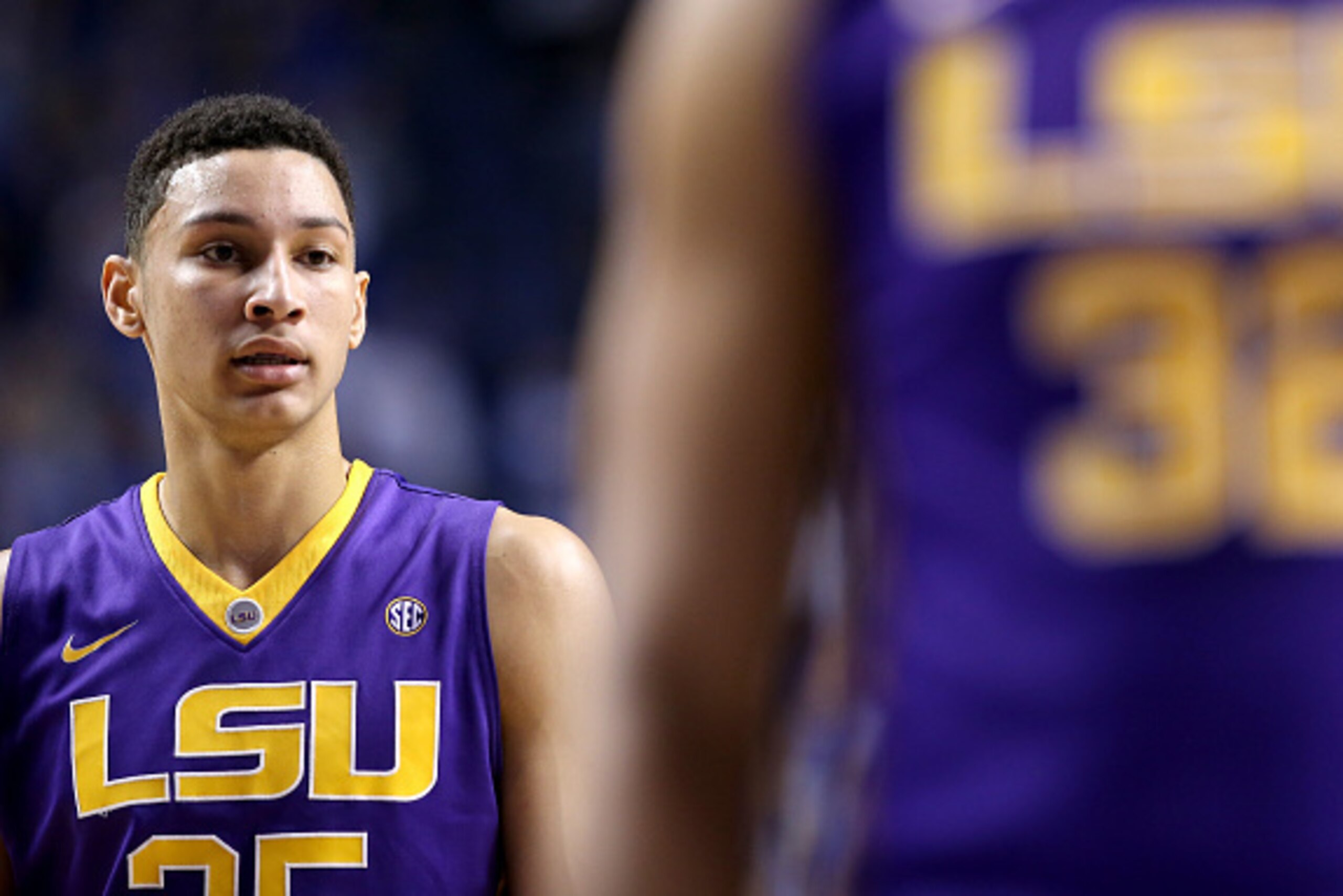 LEXINGTON, KY - MARCH 05:  Ben Simmons #25 of the LSU Tigers watches the action in the game against the Kentucky Wildcats at Rupp Arena on March 5, 2016 in Lexington, Kentucky.  (Photo by Andy Lyons/Getty Images)