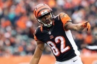 Nov 29, 2015; Cincinnati, OH, USA; Cincinnati Bengals wide receiver Marvin Jones (82) against the St. Louis Rams at Paul Brown Stadium. The Bengals won 31-7. Mandatory Credit: Aaron Doster-USA TODAY Sports
