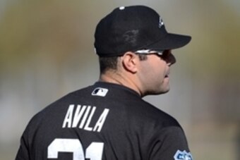 Feb 25, 2016; Glendale, AZ, USA; Chicago White Sox catcher Alex Avila (31) looks on during a workout at Camelback Ranch Practice Fields. Mandatory Credit: Joe Camporeale-USA TODAY Sports