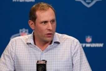 Feb 24, 2016; Indianapolis, IN, USA; Miami Dolphins head coach Adam Gase speaks to the media during the 2016 NFL Scouting Combine at Lucas Oil Stadium. Mandatory Credit: Trevor Ruszkowski-USA TODAY Sports