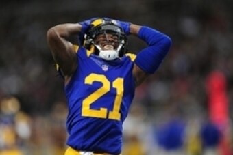 Dec 21, 2014; St. Louis, MO, USA; St. Louis Rams cornerback Janoris Jenkins (21) reacts after not intercepting a pass against the New York Giants during the second half at the Edward Jones Dome. New York defeated St. Louis 37-27. Mandatory Credit: Jeff Cu