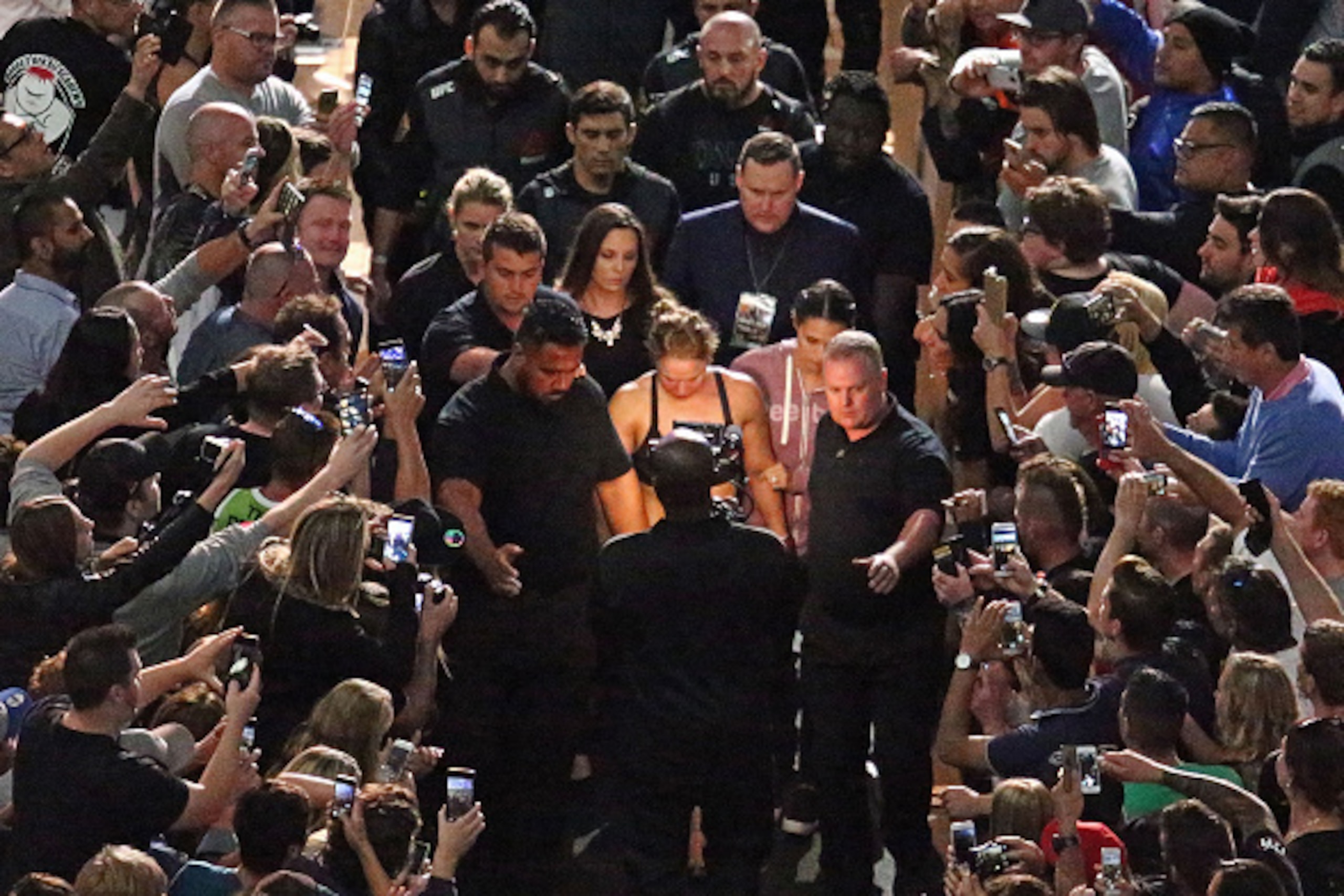 MELBOURNE, AUSTRALIA - NOVEMBER 15:  Ronda Rousey of the United States leaves the arena after losing to Holly Holm of the United States in their UFC women's bantamweight championship bout during the UFC 193 event at Etihad Stadium on November 15, 2015 in 