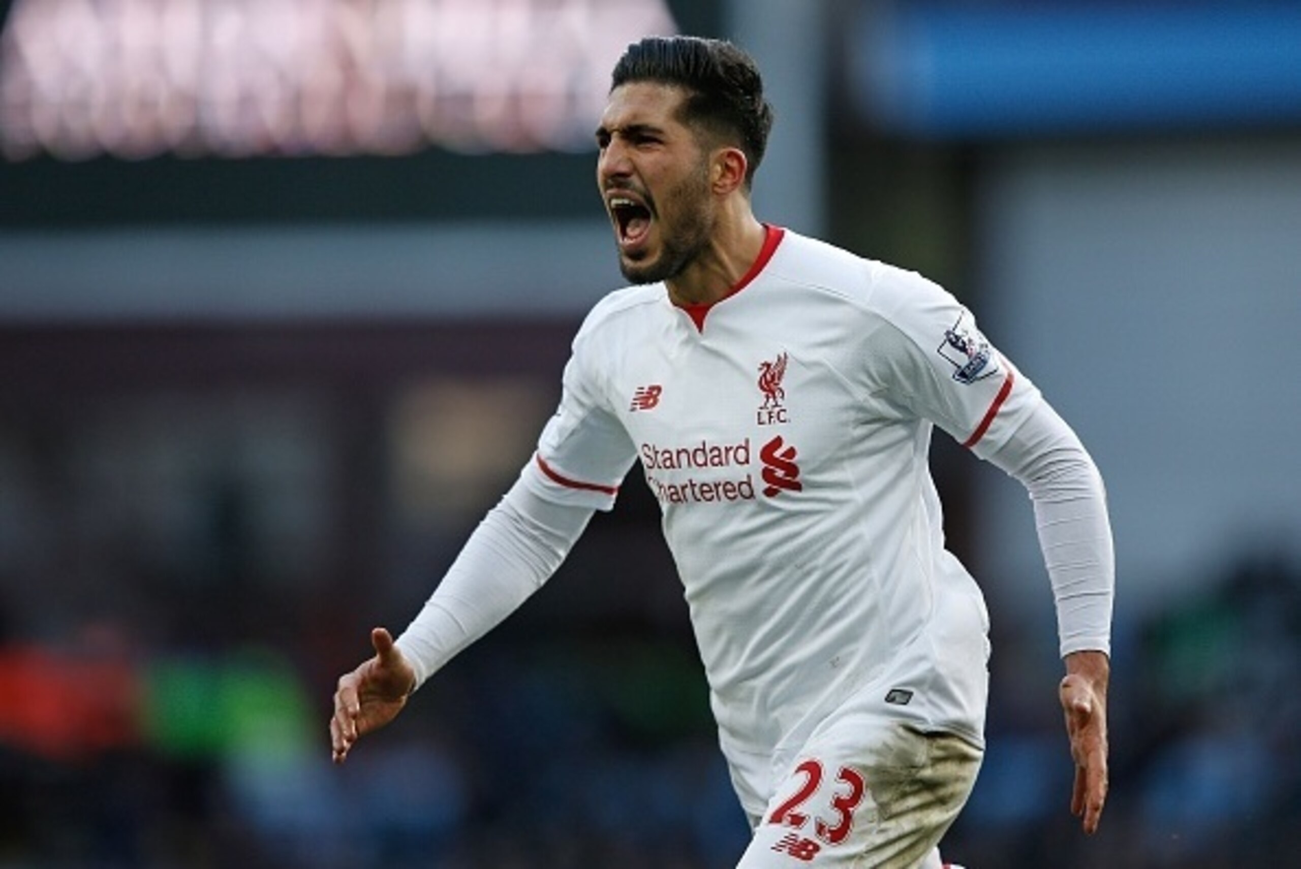 Liverpool's German midfielder Emre Can celebrates scoring his team's third goal during the English Premier League football match between Aston Villa and Liverpool at Villa Park in Birmingham, central England on February 14, 2016.
Liverpool won the match 6