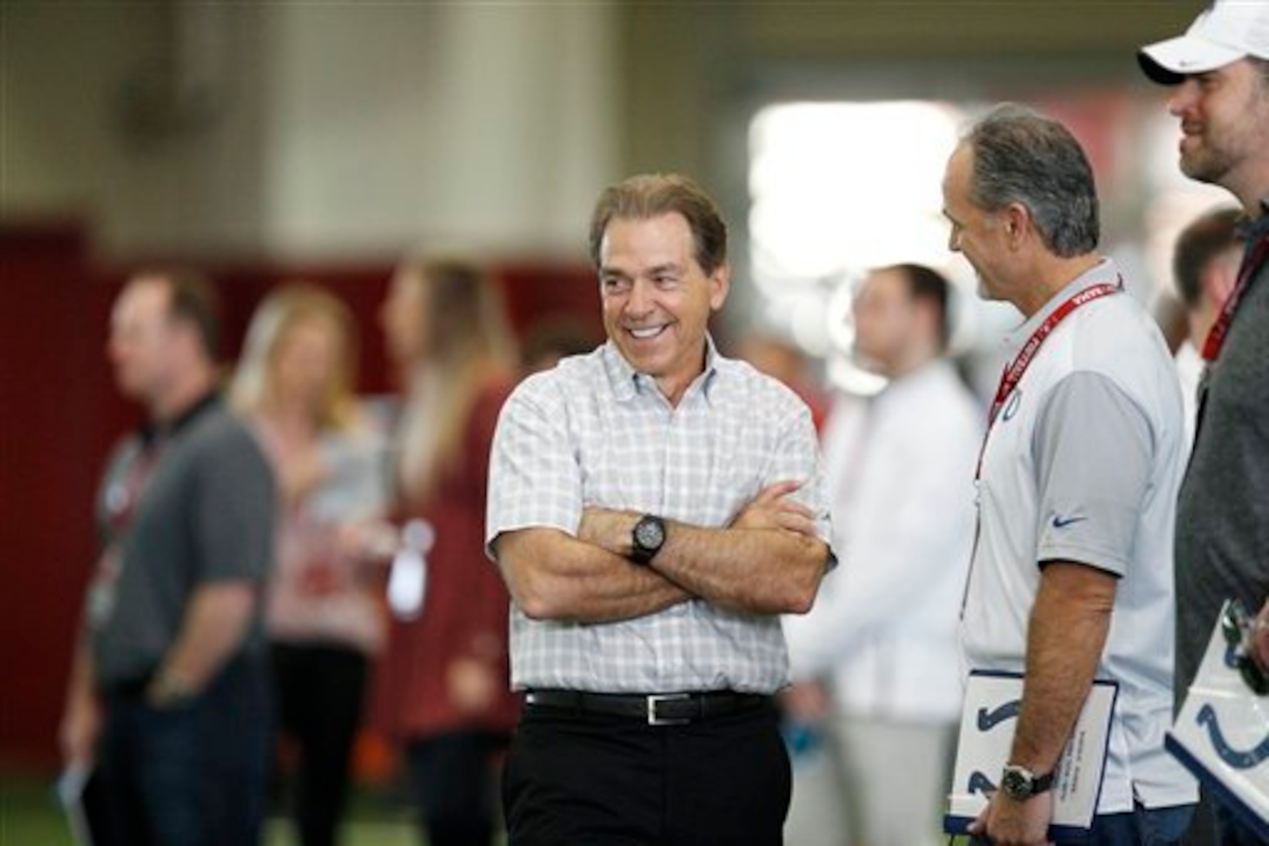 Nick Saban had fun showing off his players Wednesday.