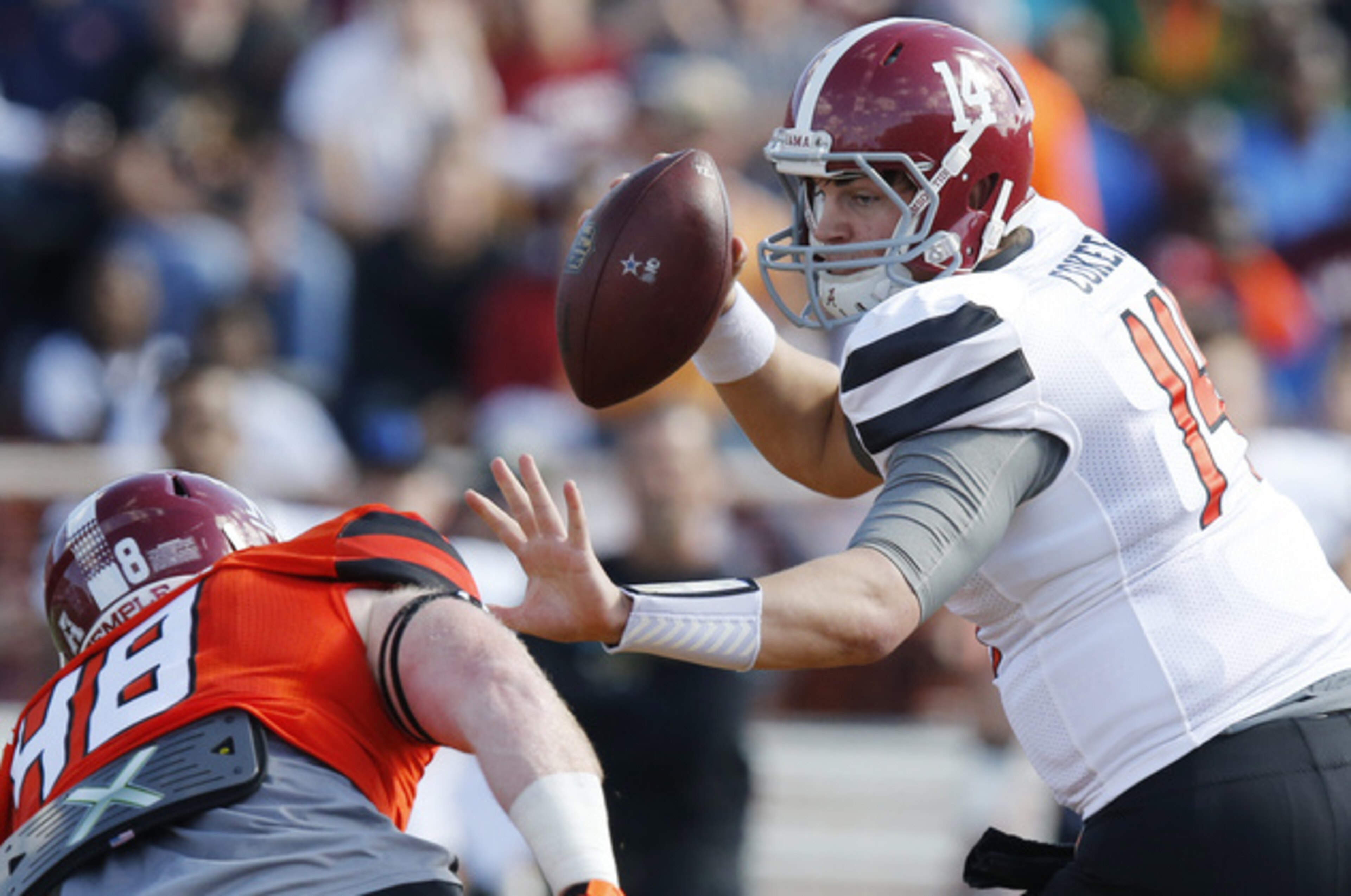Jake Coker was invited to the Senior Bowl, but not the NFL combine.