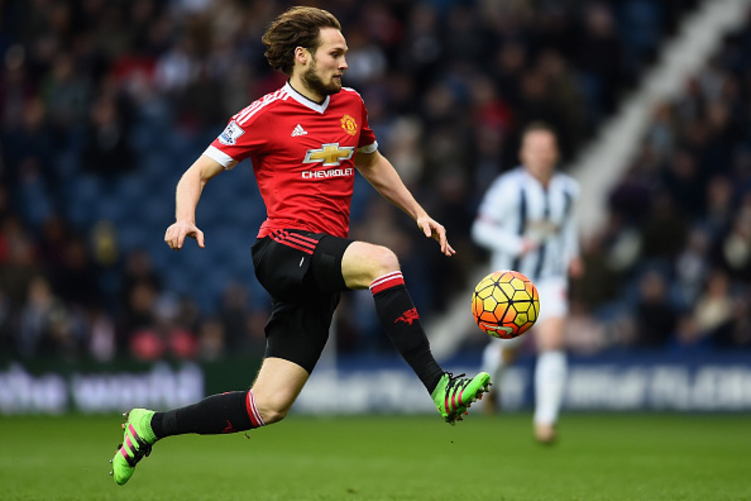 WEST BROMWICH, ENGLAND - MARCH 06: Daley Blind of Manchester United in action during the Barclays Premier League match between West Bromwich Albion and Manchester United at The Hawthorns on March 6, 2016 in West Bromwich, England.  (Photo by Laurence Grif