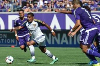 Mar 6, 2016; Orlando, FL, USA; Real Salt Lake forward Joao Plata (10) chases down the ball against Orlando City SC in the first half at Orlando Citrus Bowl Stadium. Orlando City SC and Real Salt Lake played to a 2-2 tie. Mandatory Credit: Jonathan Dyer-US