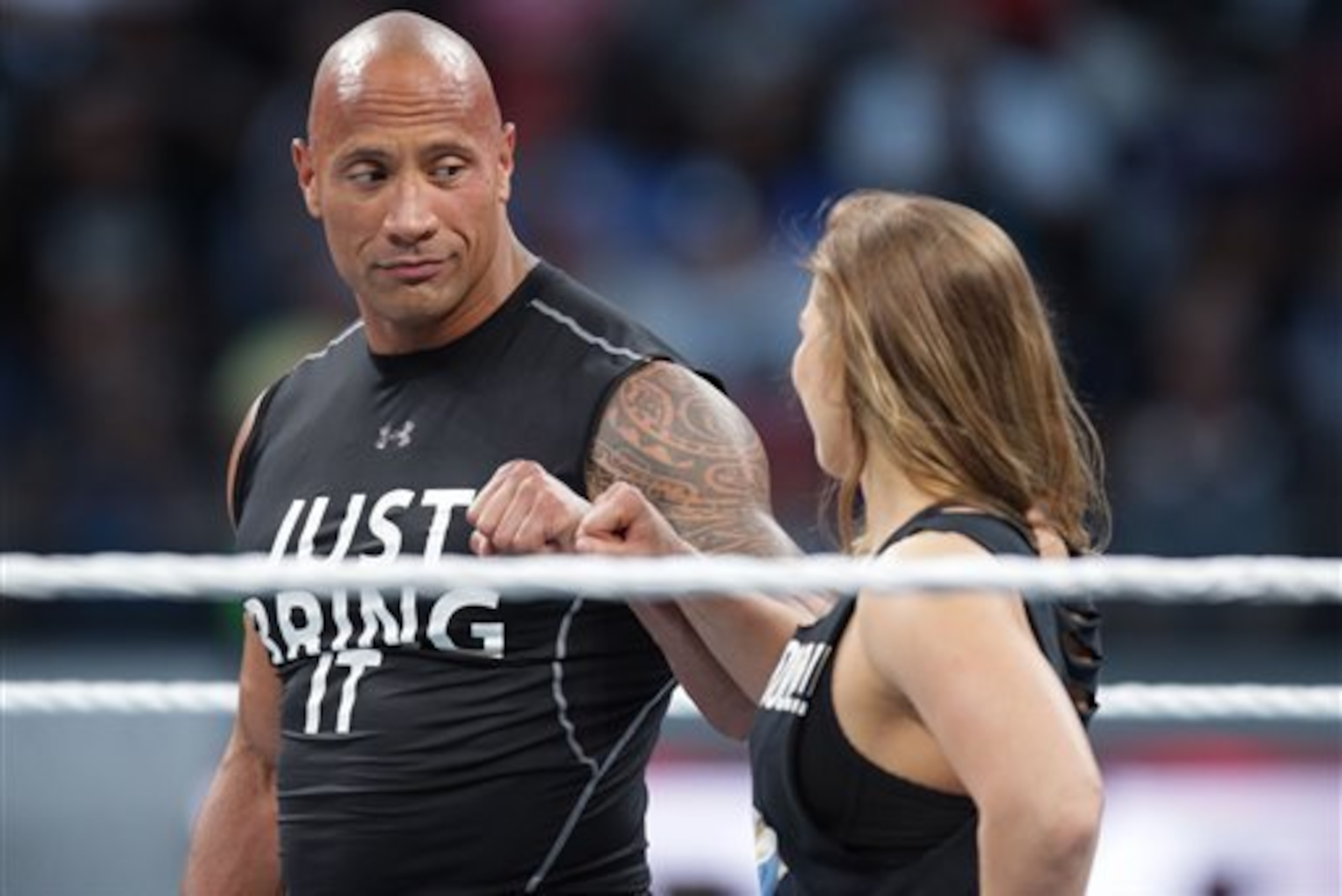 Ronda Rousey appeared alongside The Rock at WrestleMania 31.