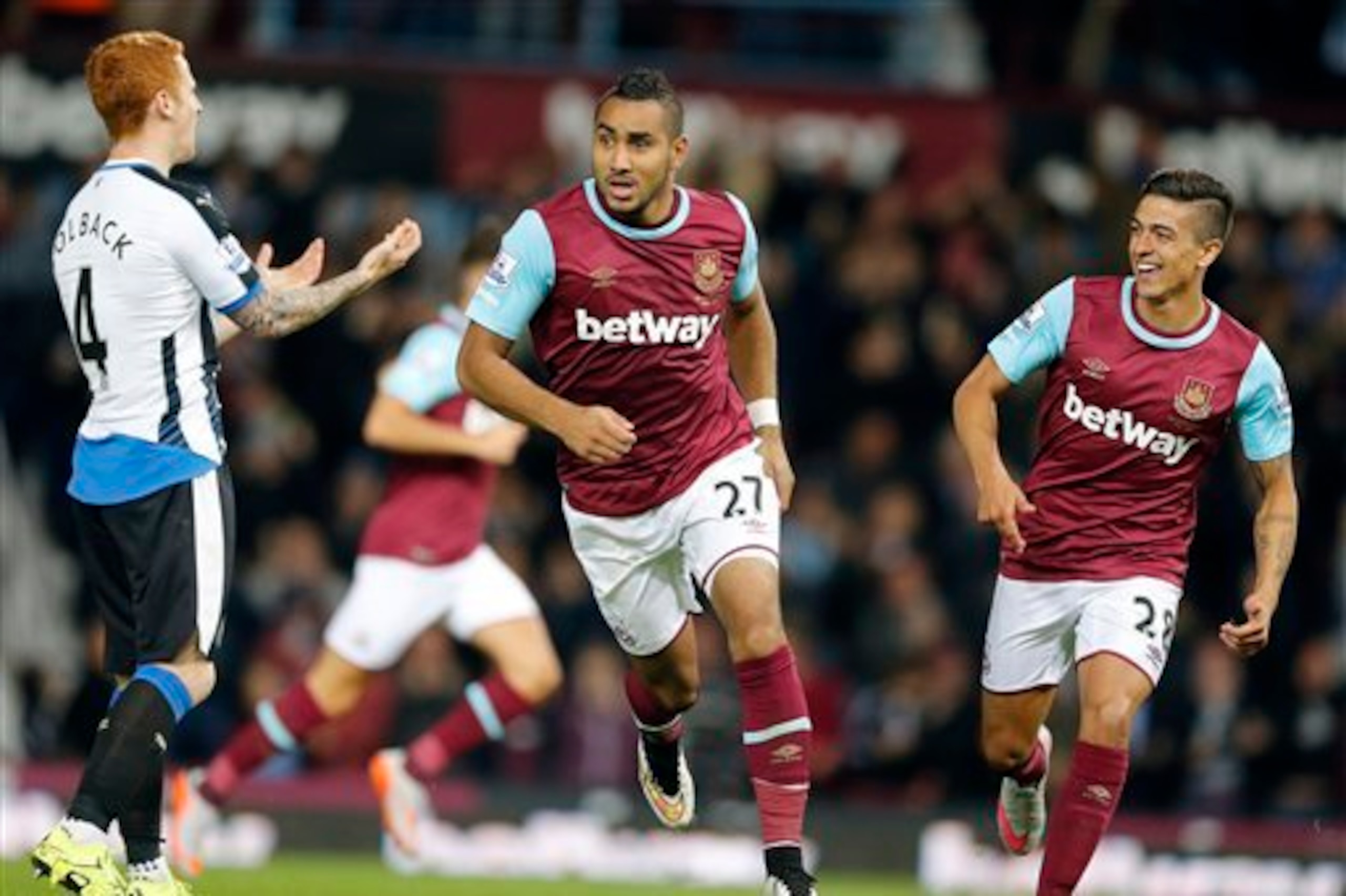 Payet celebrates against Newcastle.