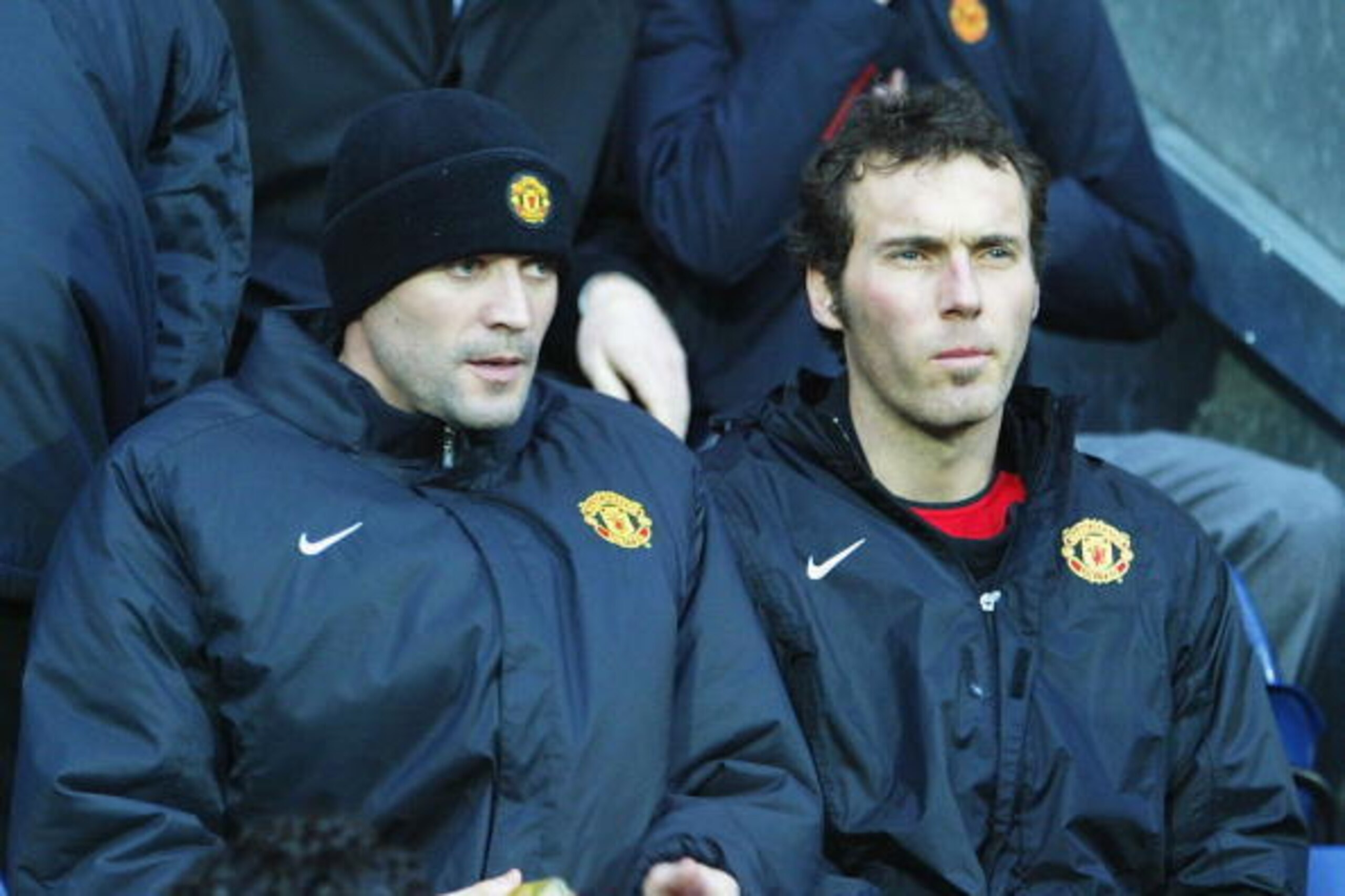 BLACKBURN - DECEMBER 22: Roy Keane (left) and Laurent Blanc of Man Utd watch from the bench during the Blackburn Rovers v Manchester United FA Barclaycard Premiership match at Ewood Park on December 22, 2002 in Blackburn, England. (Photo by Laurence Grif BLACKBURN - DECEMBER 22: Roy Keane (left) and Laurent Blanc of Man Utd watch from the bench during the Blackburn Rovers v Manchester United FA Barclaycard Premiership match at Ewood Park on December 22, 2002 in Blackburn, England. (Photo by Laurence Grif