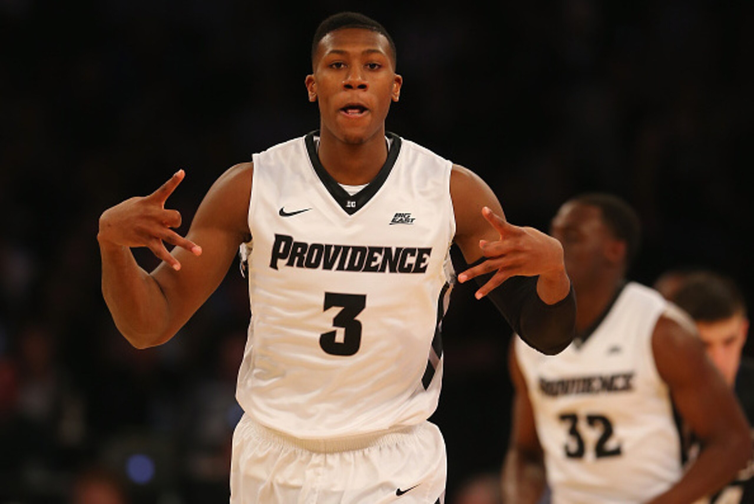 NEW YORK, NY - MARCH 10: Kris Dunn #3 of the Providence Friars celebrates his three point shot in the first half against the Butler Bulldogs during the quarterfinals of the Big East Basketball Tournament on March 10, 2016 at Madison Square Garden in New NEW YORK, NY - MARCH 10: Kris Dunn #3 of the Providence Friars celebrates his three point shot in the first half against the Butler Bulldogs during the quarterfinals of the Big East Basketball Tournament on March 10, 2016 at Madison Square Garden in New