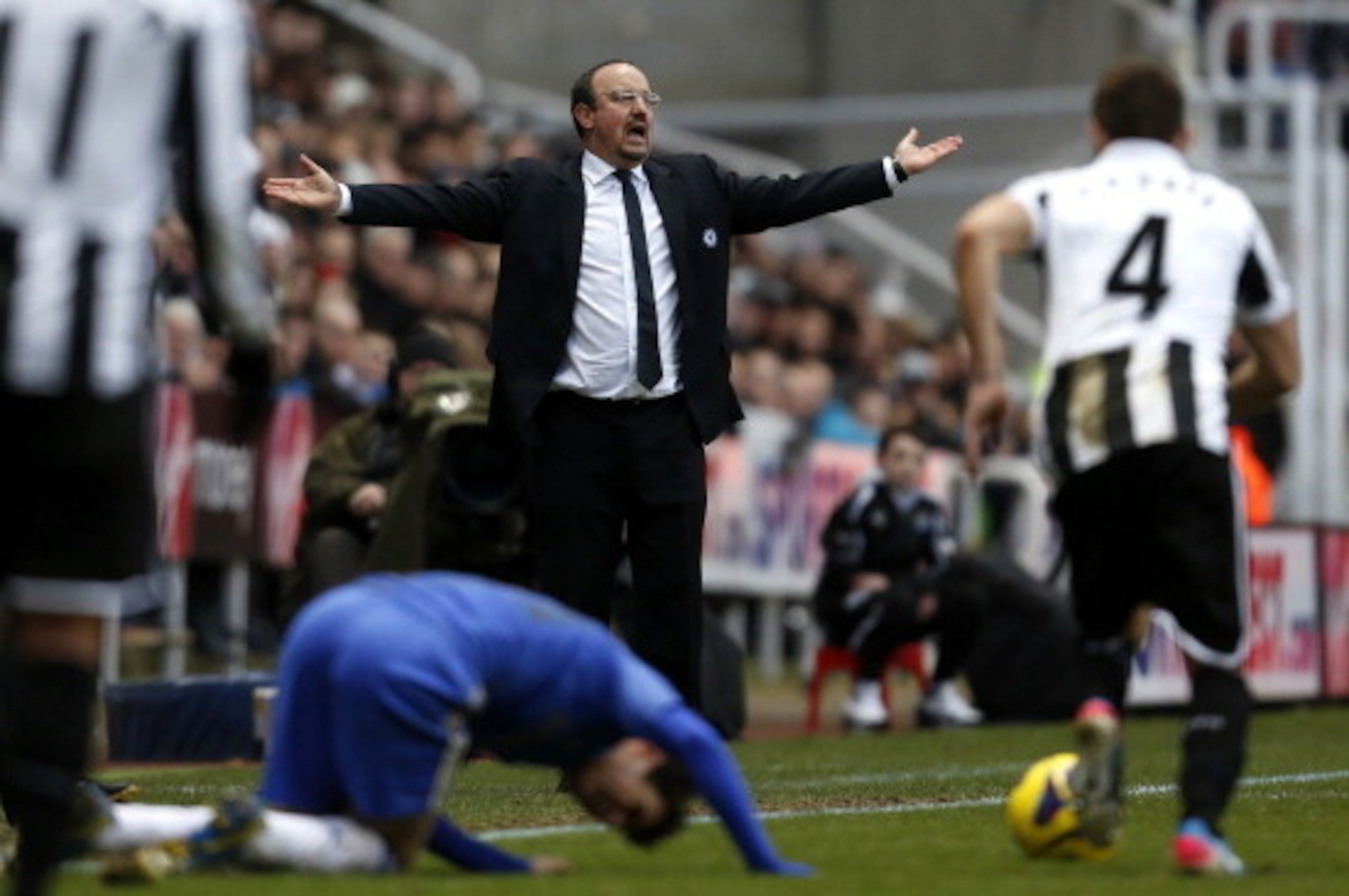 NEWCASTLE, ENGLAND - FEBRUARY 2: Manager Rafa Benitez of Chelsea reacts during the Premier League match between Newcastle United and Chelsea at St James Park on February 2, 2013 in Newcastle, England. (Photo by Paul Thomas/Getty Images)