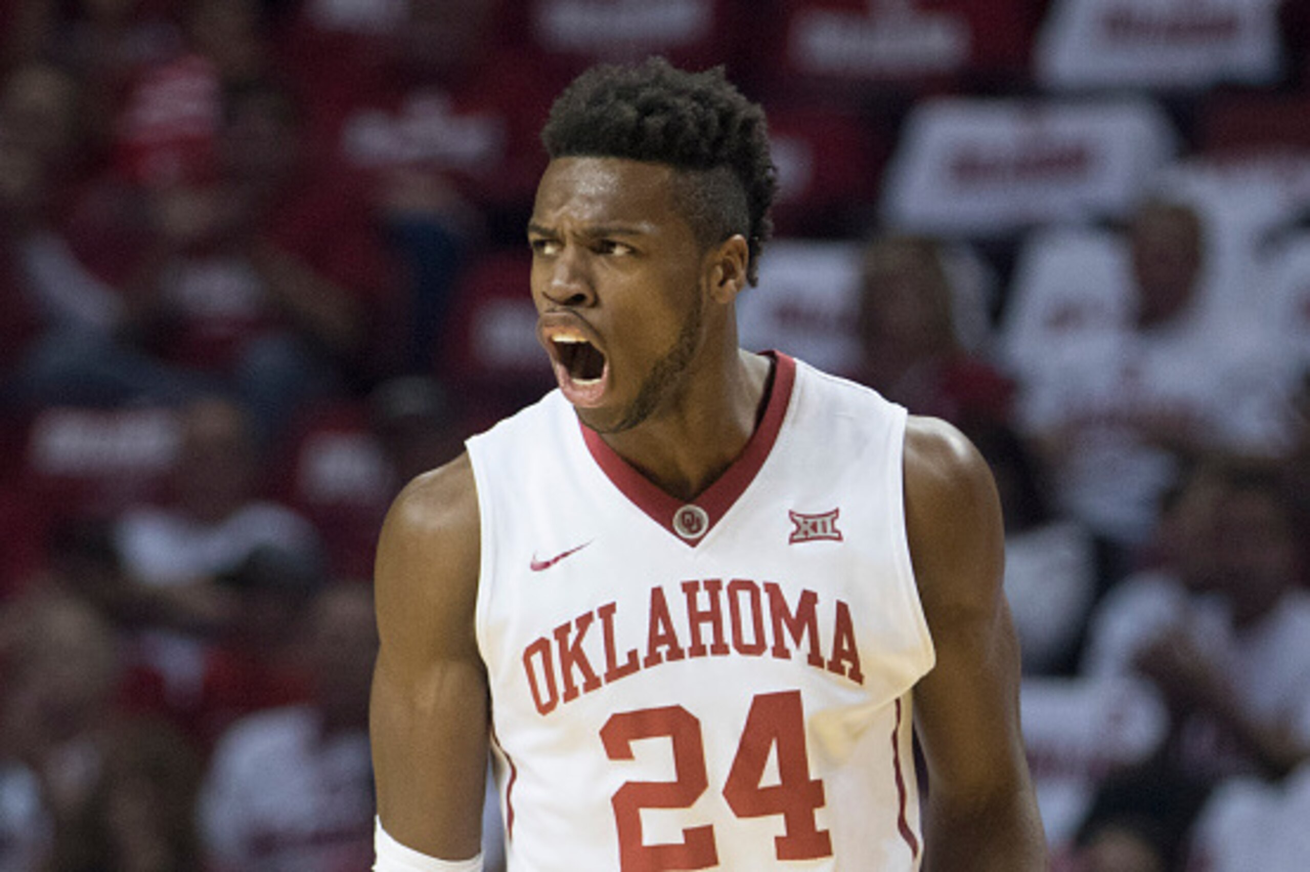 NORMAN, OK - MARCH 1: Buddy Hield #24 of the Oklahoma Sooners reacts after scoring two points against Baylor during the first half of a NCAA college basketball game at the Lloyd Noble Center on March 1, 2016 in Norman, Oklahoma. (Photo by J Pat Carter/Get NORMAN, OK - MARCH 1: Buddy Hield #24 of the Oklahoma Sooners reacts after scoring two points against Baylor during the first half of a NCAA college basketball game at the Lloyd Noble Center on March 1, 2016 in Norman, Oklahoma. (Photo by J Pat Carter/Get