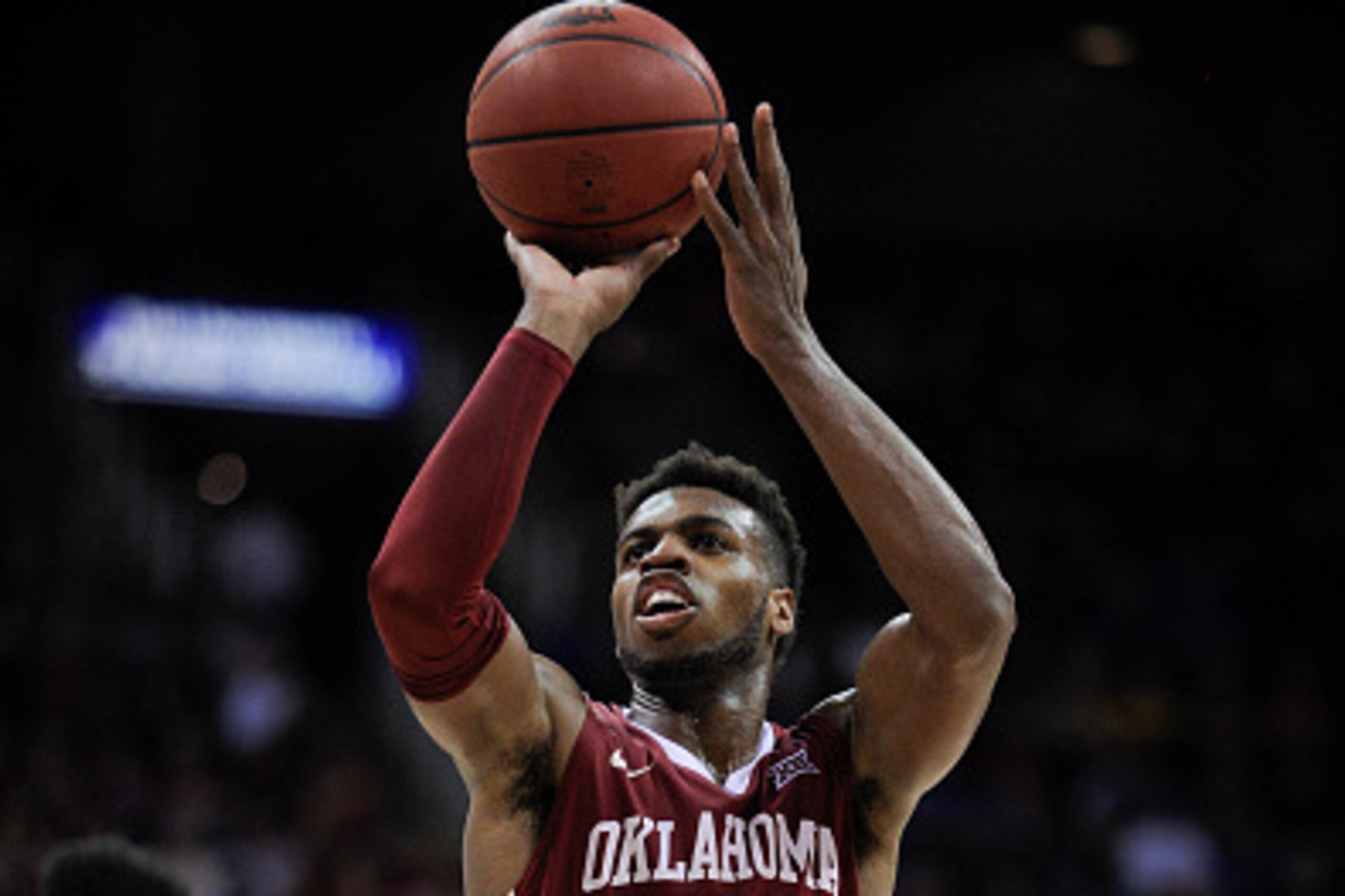 KANSAS CITY, MO - MARCH 11: Buddy Hield #24 of the Oklahoma Sooners shoots a free throw against West Virginia Mountaineers in the second half during the semifinals of the Big 12 Basketball Tournament at Sprint Center on March 11, 2016 in Kansas City, Miss KANSAS CITY, MO - MARCH 11: Buddy Hield #24 of the Oklahoma Sooners shoots a free throw against West Virginia Mountaineers in the second half during the semifinals of the Big 12 Basketball Tournament at Sprint Center on March 11, 2016 in Kansas City, Miss