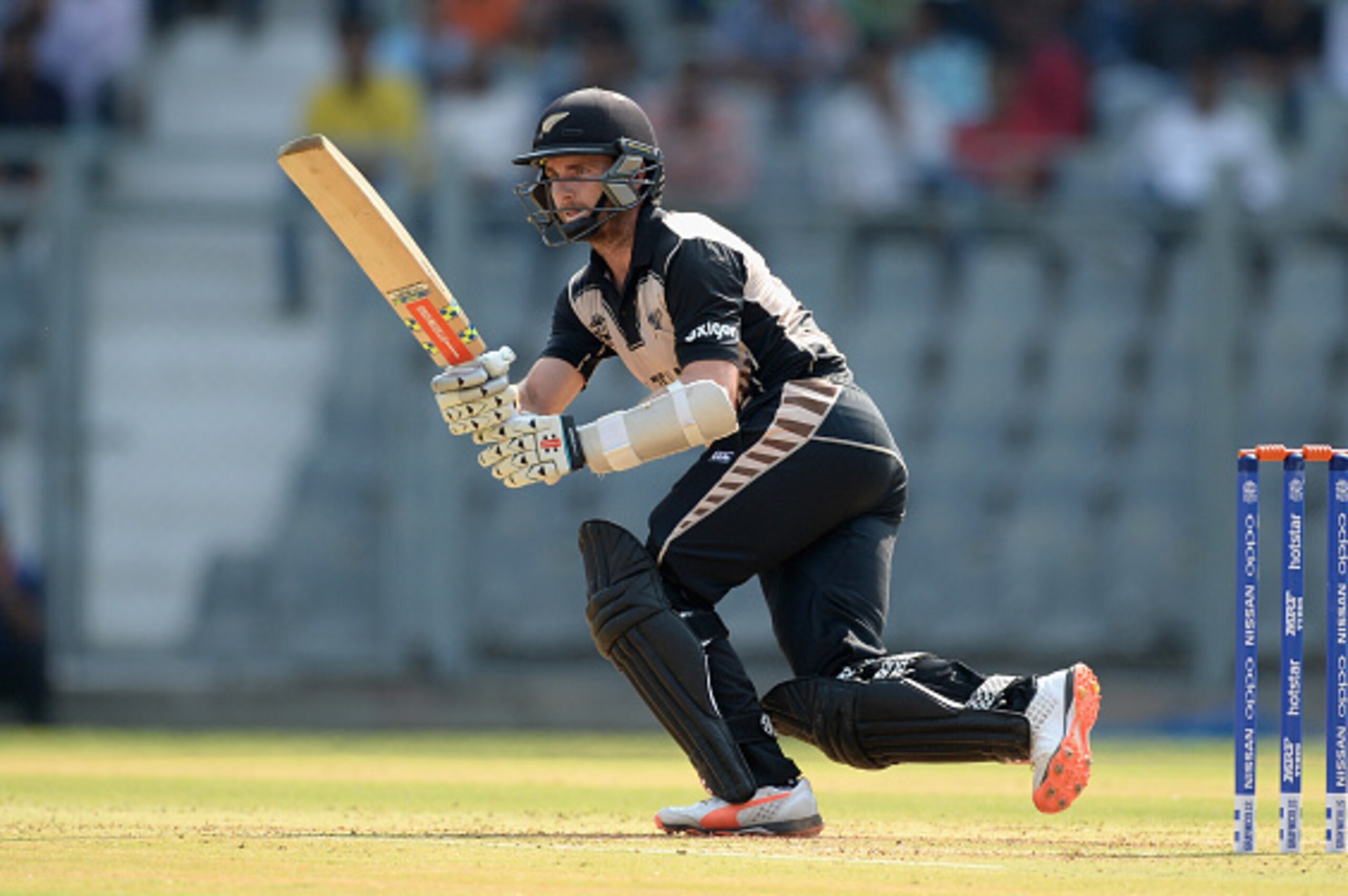 MUMBAI, INDIA - MARCH 12:  Kane Williamson of New Zealand bats during the ICC Twenty20 World Cup warm up match between New Zealand and England at Wankhede Stadium on March 12, 2016 in Mumbai, India.  (Photo by Gareth Copley/Getty Images,)